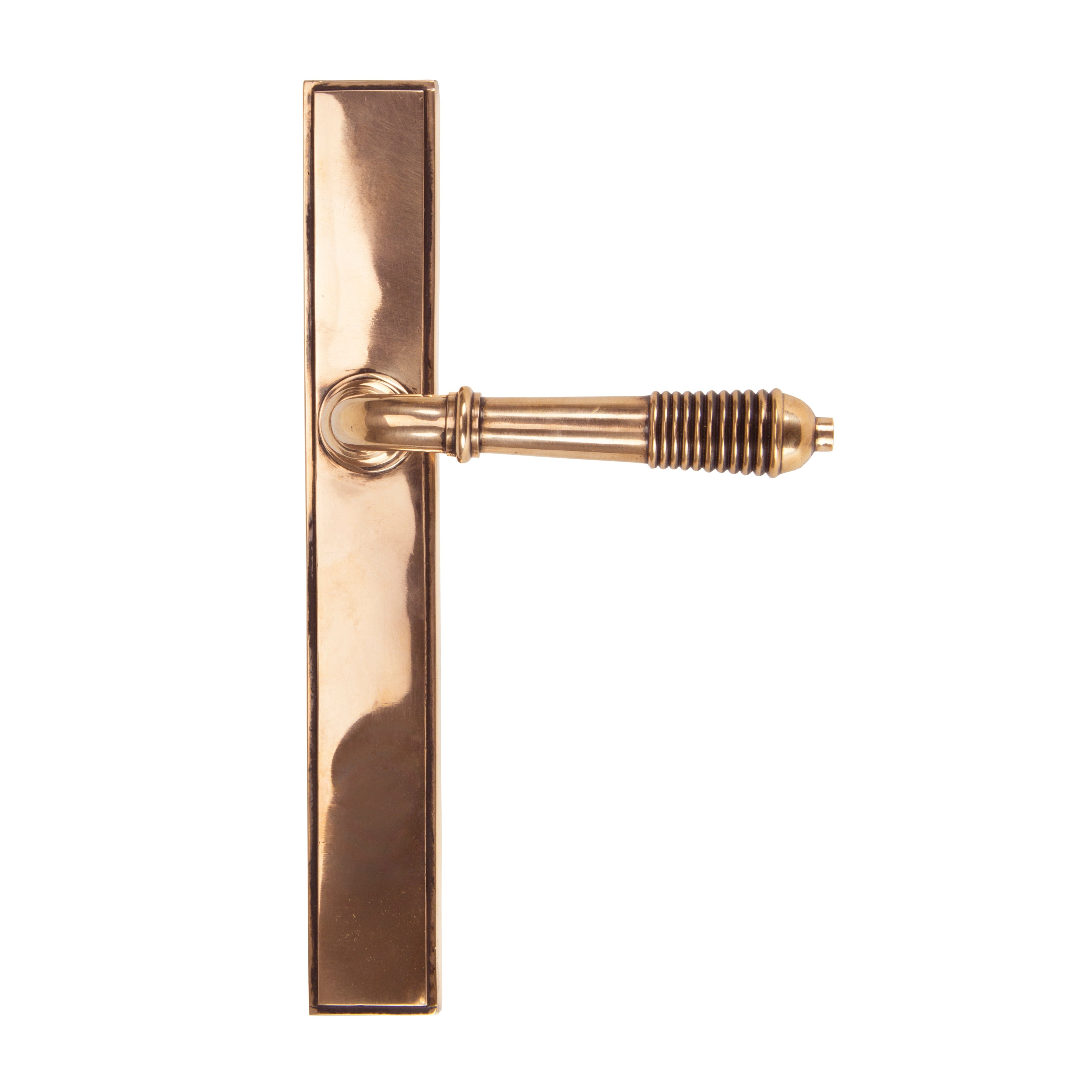 Polished Bronze Reeded Slimline Lever Latch Set | From The Anvil-Espagnolette-Yester Home