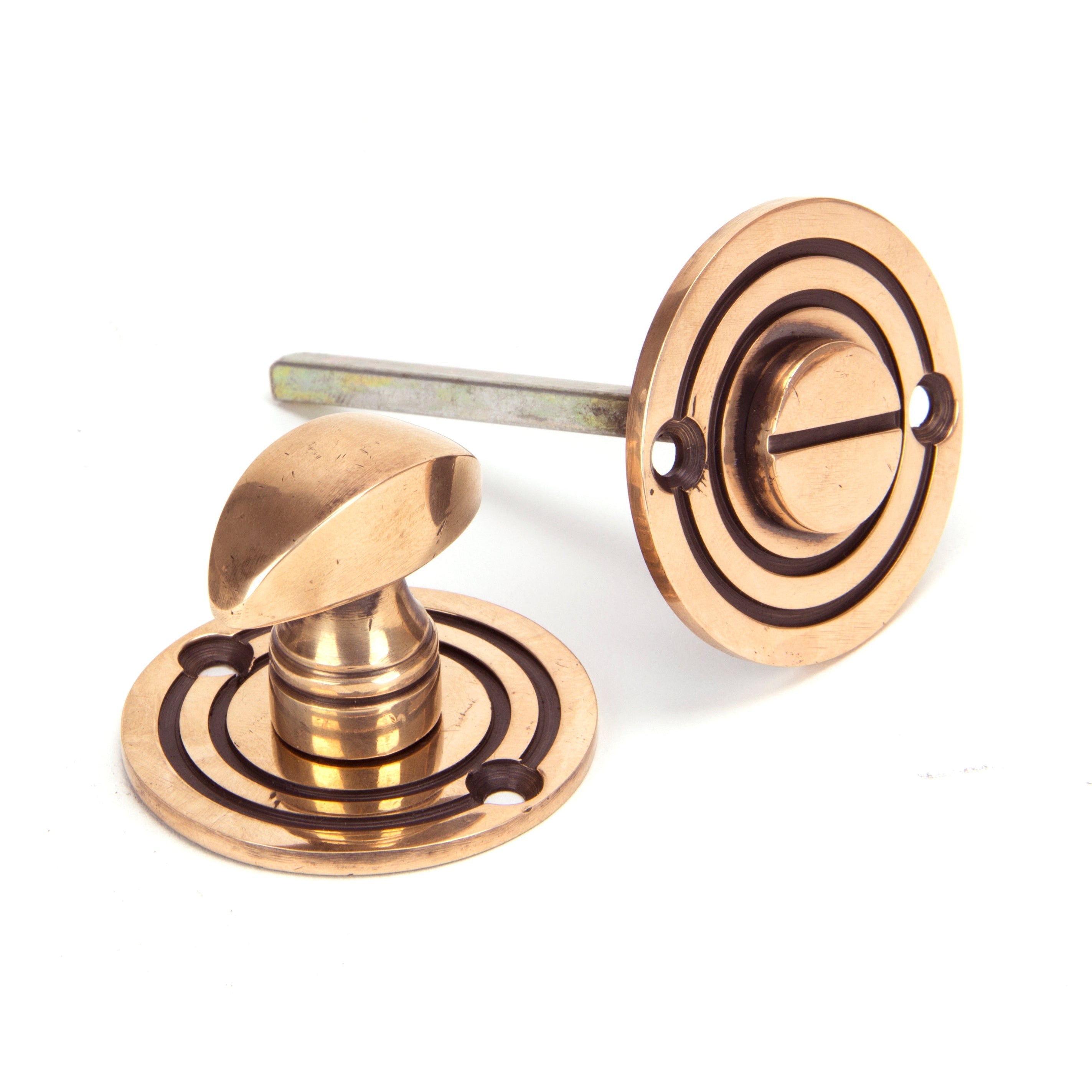 Polished Bronze Round Bathroom Thumbturn | From The Anvil-Thumbturns-Yester Home