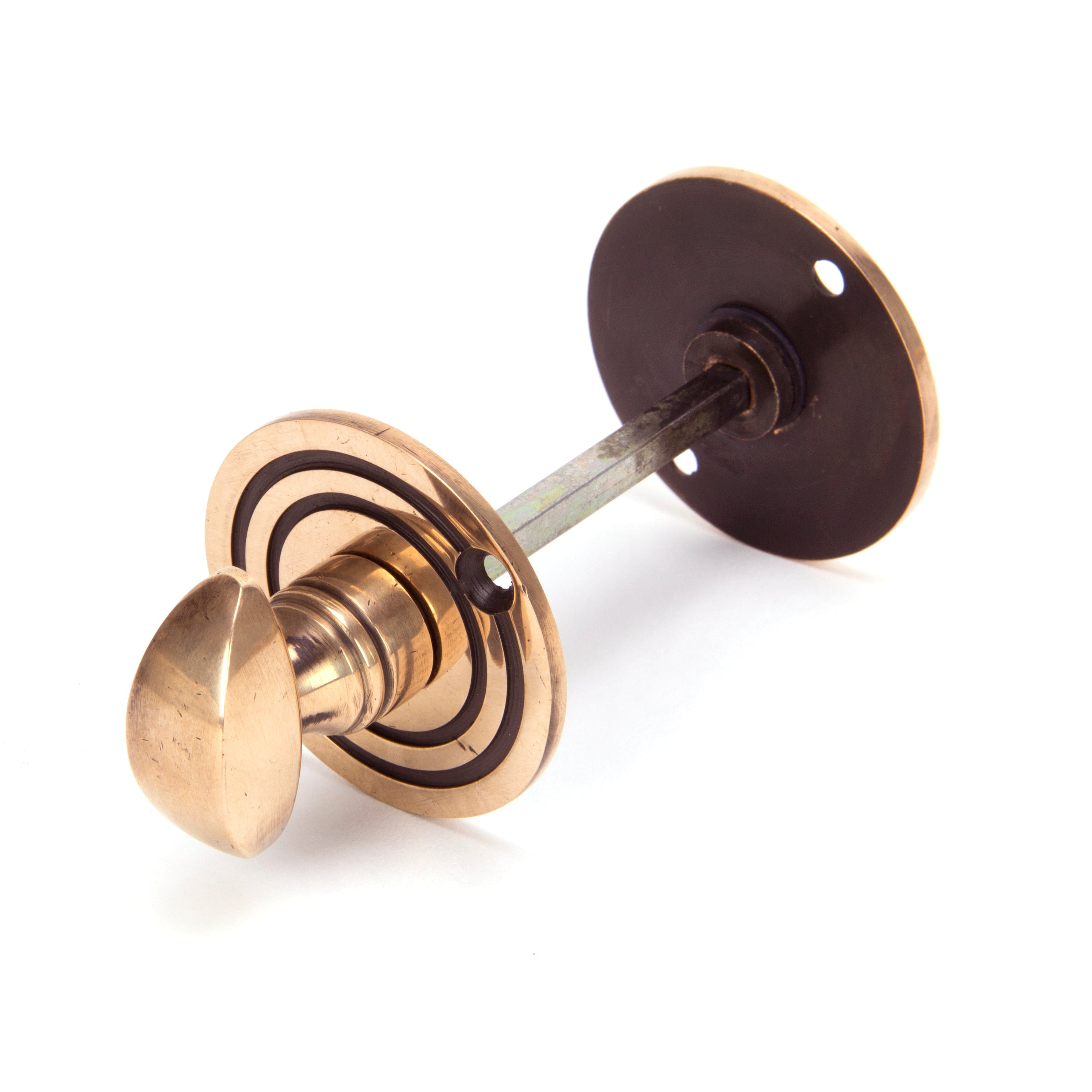 Polished Bronze Round Bathroom Thumbturn | From The Anvil-Thumbturns-Yester Home