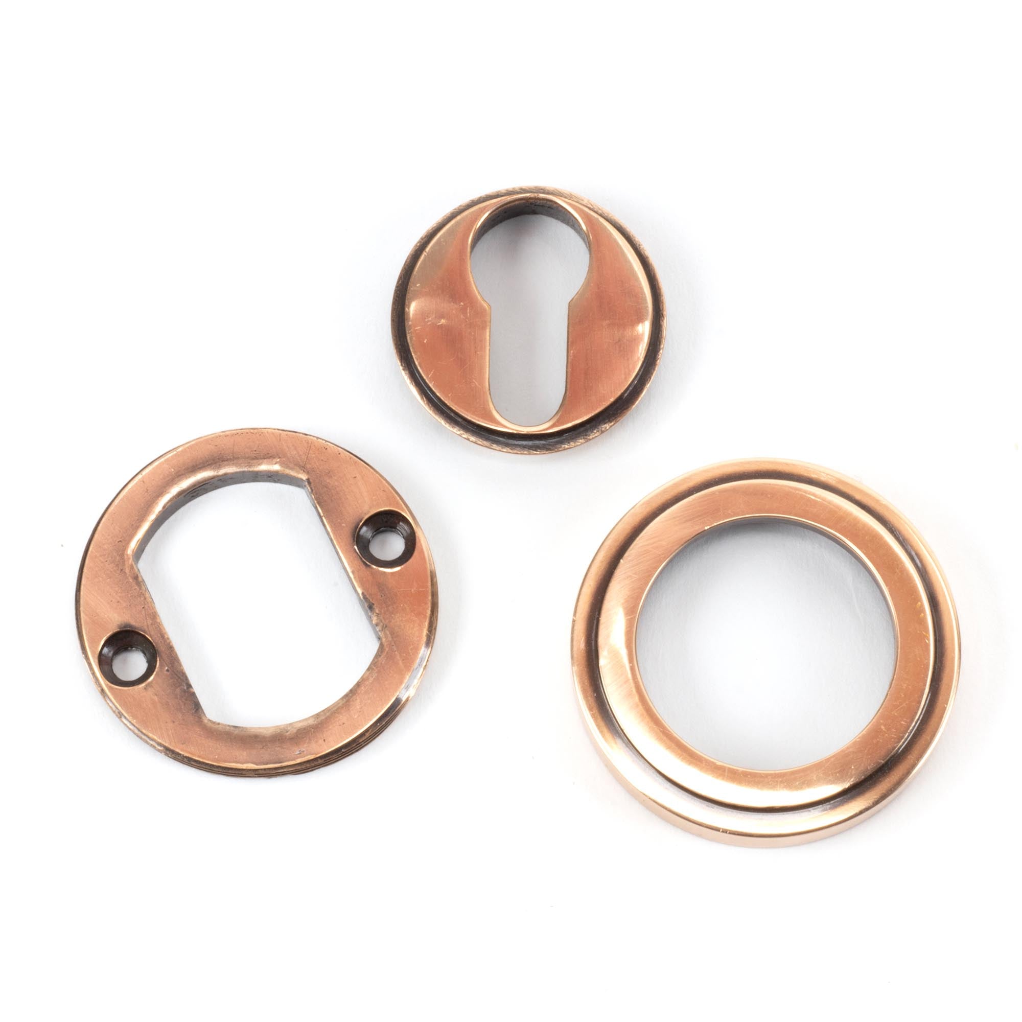Polished Bronze Round Euro Escutcheon (Art Deco) | From The Anvil - Euro Escutcheons - From The Anvil - Yester Home