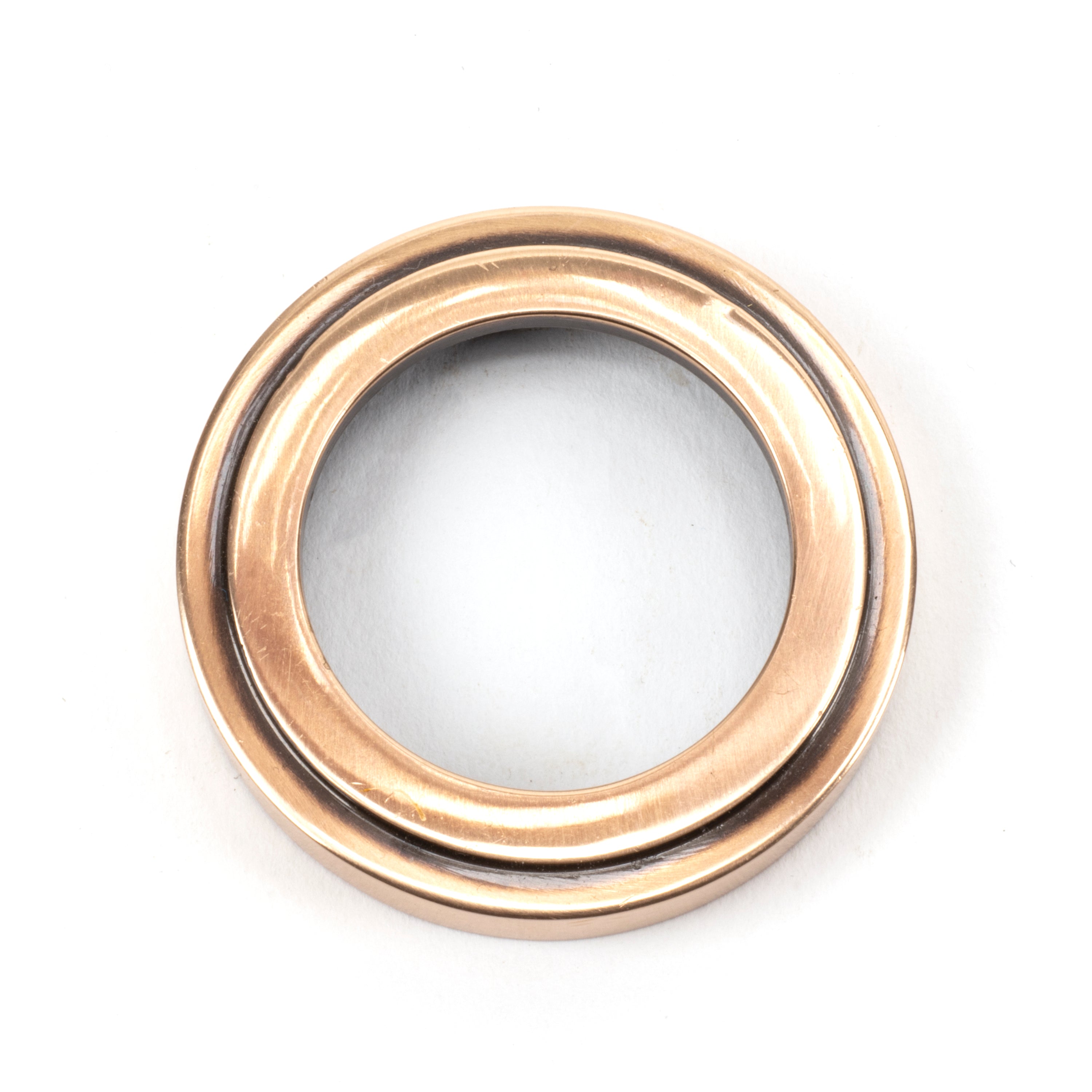 Polished Bronze Round Euro Escutcheon (Art Deco) | From The Anvil-Euro Escutcheons-Yester Home