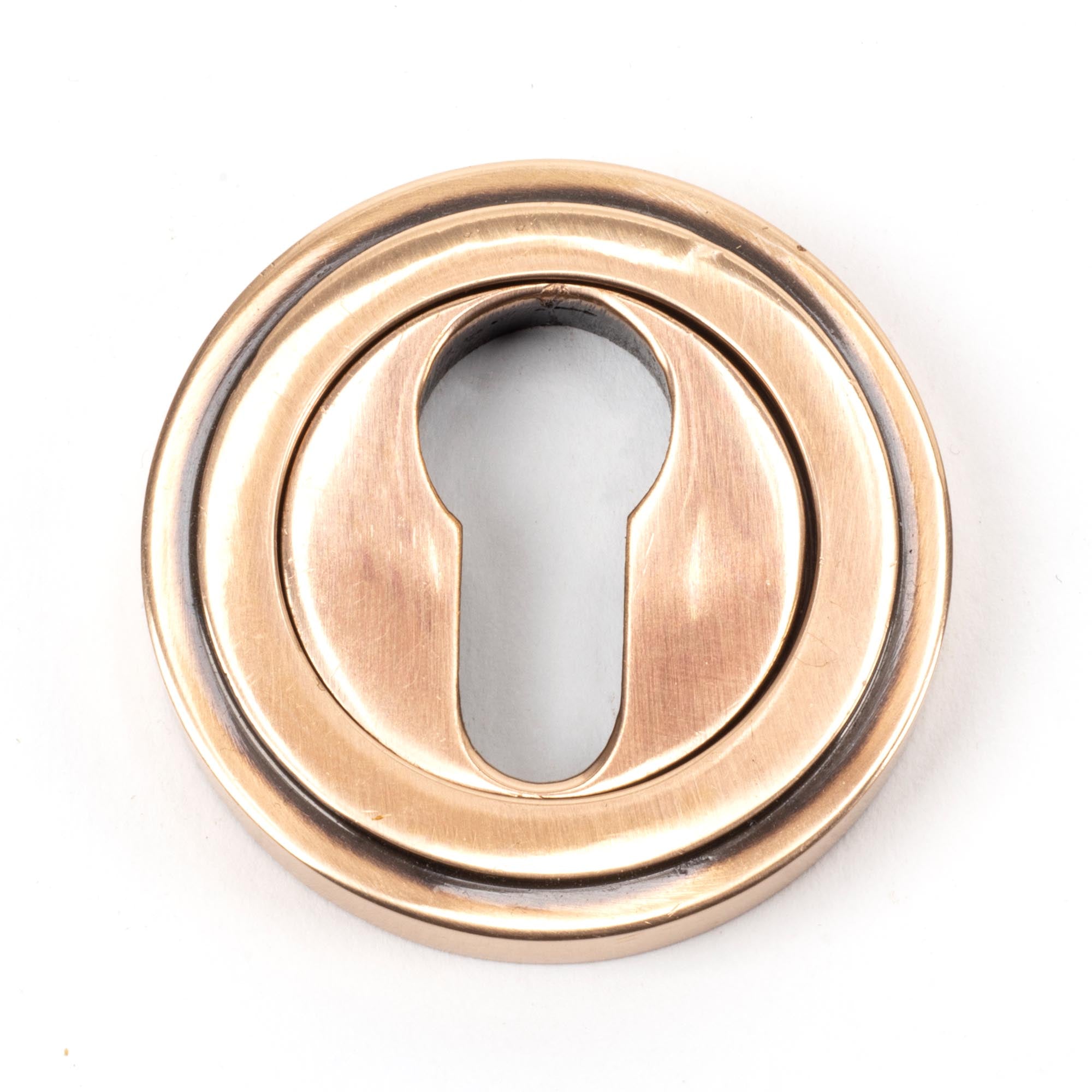 Polished Bronze Round Euro Escutcheon (Art Deco) | From The Anvil - Euro Escutcheons - From The Anvil - Yester Home