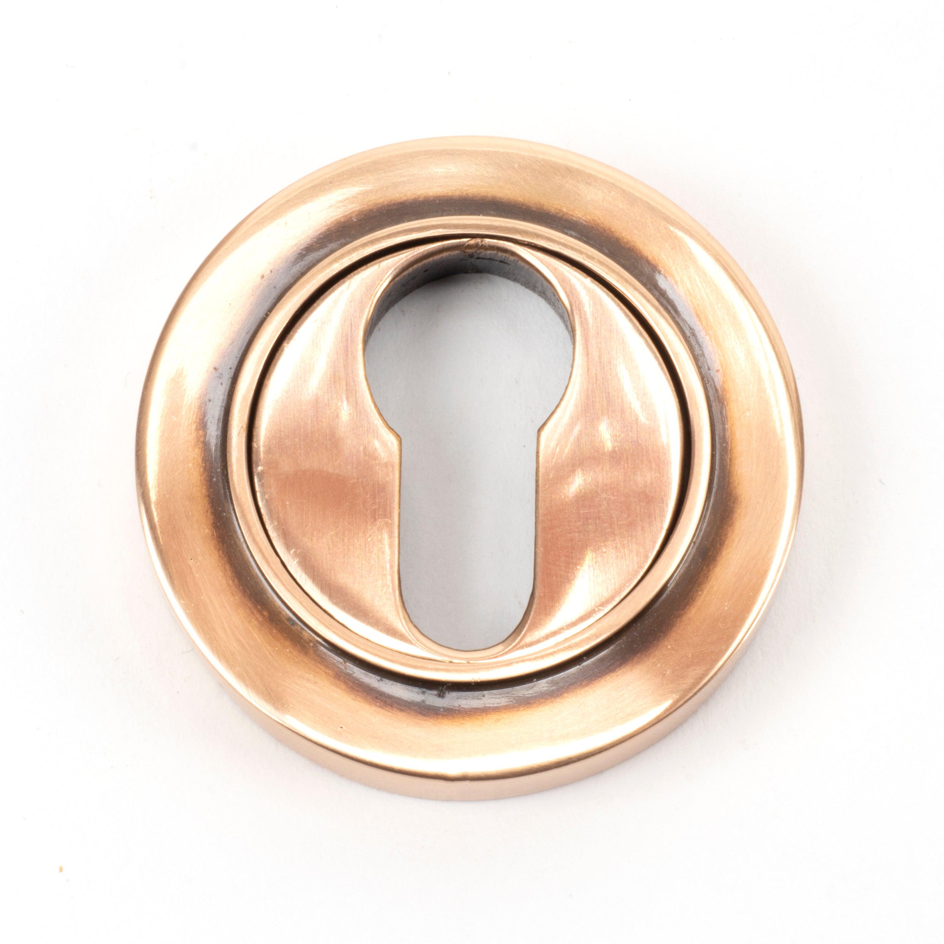 Polished Bronze Round Euro Escutcheon (Plain) | From The Anvil-Euro Escutcheons-Yester Home