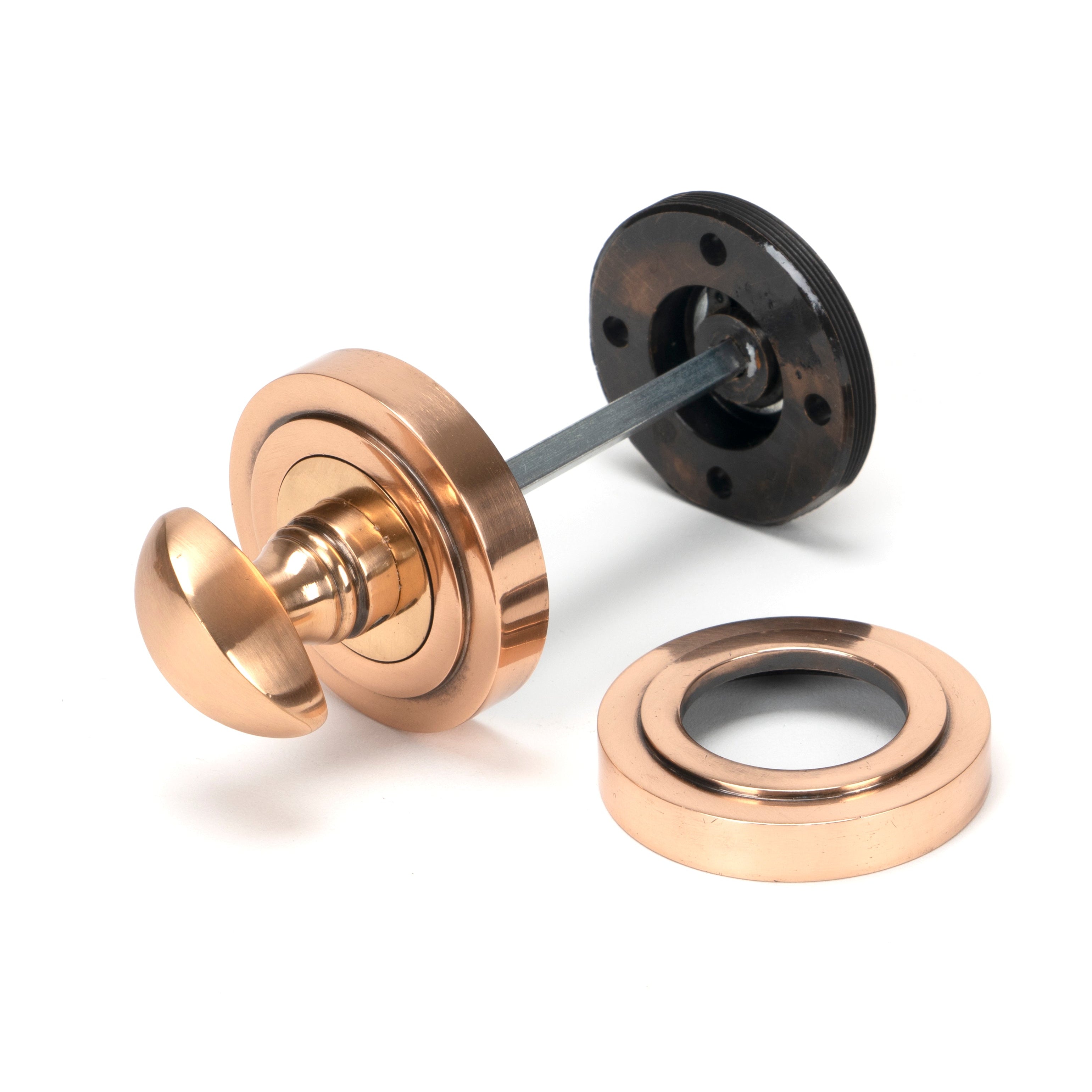 Polished Bronze Round Thumbturn Set (Art Deco) | From The Anvil-Thumbturns-Yester Home