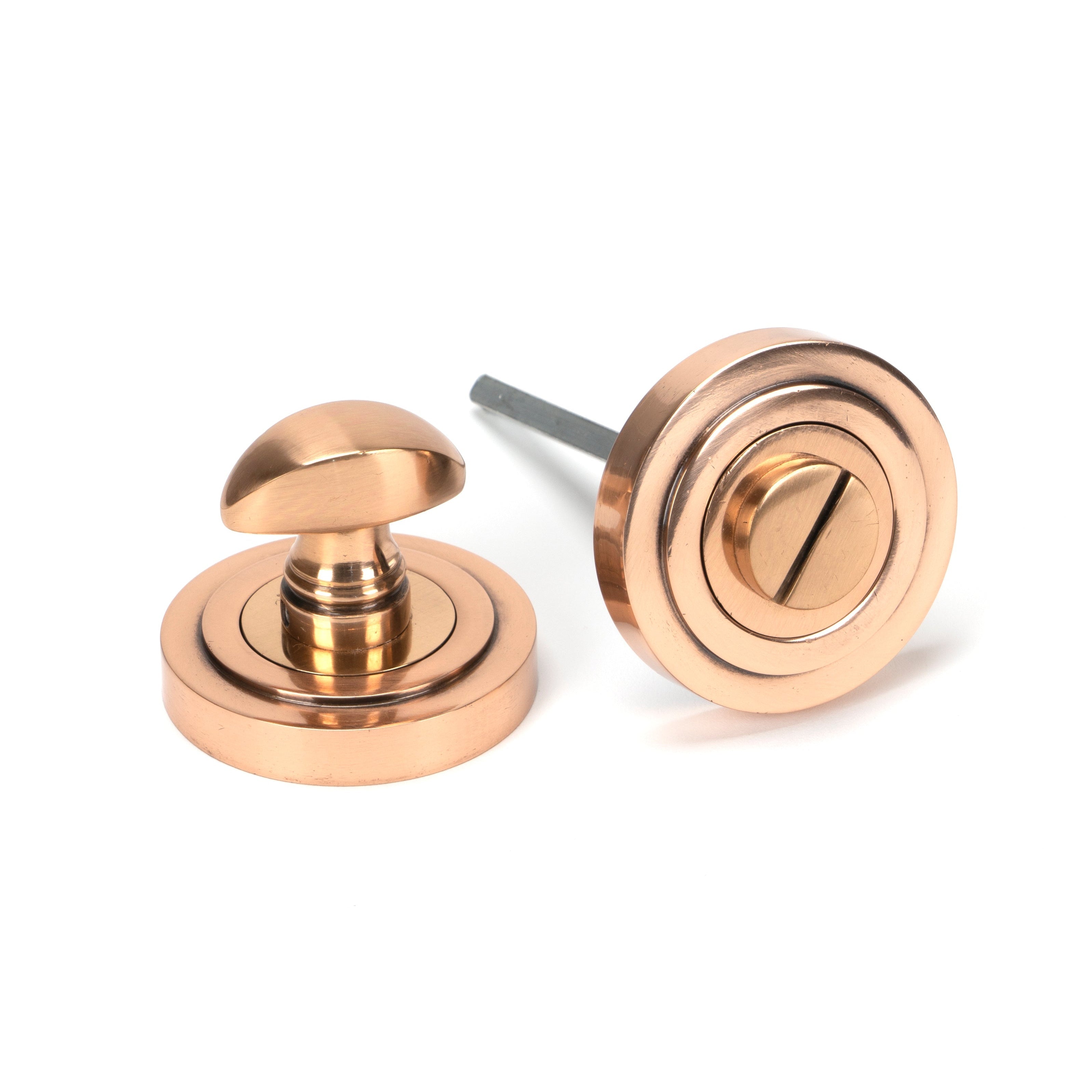 Polished Bronze Round Thumbturn Set (Art Deco) | From The Anvil-Thumbturns-Yester Home