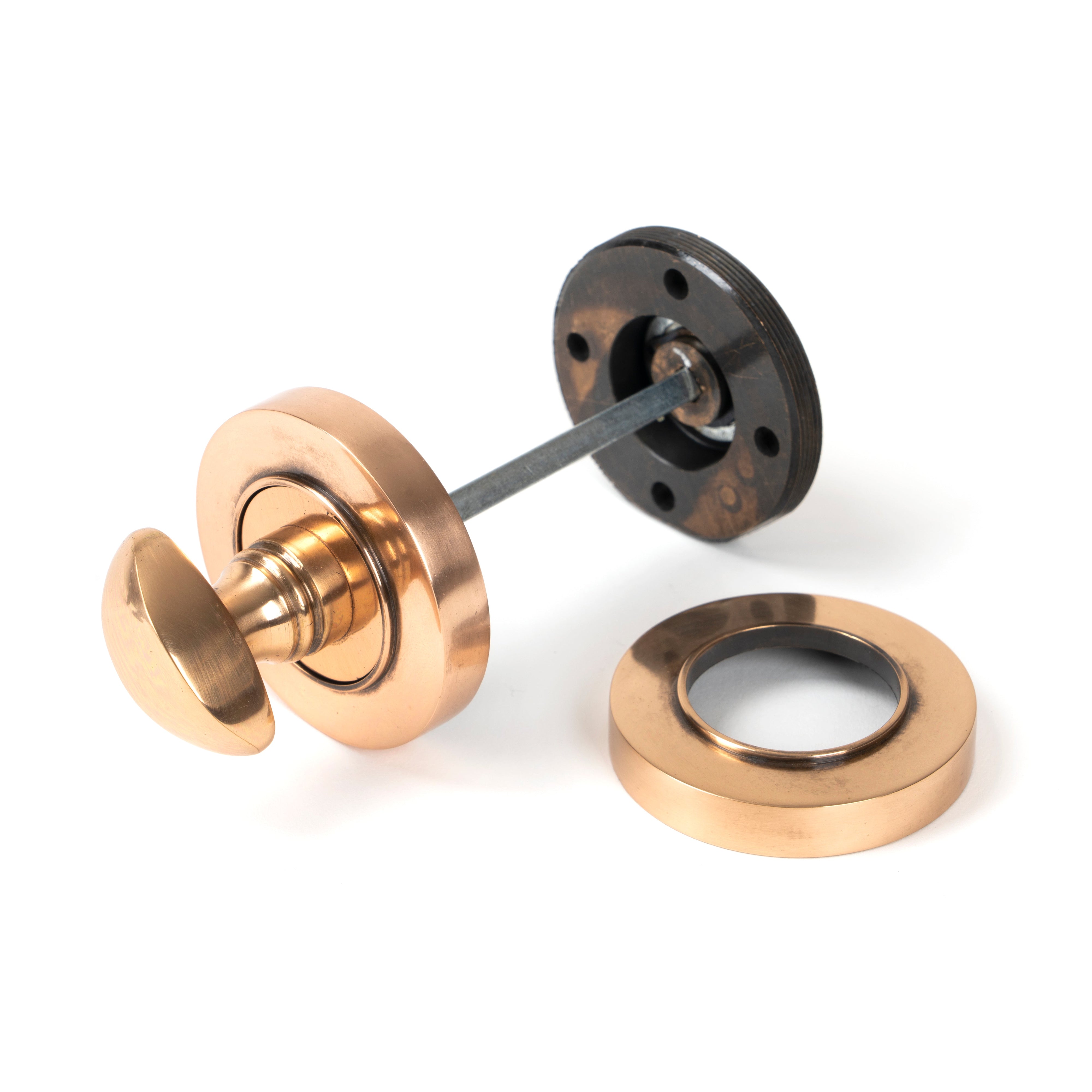 Polished Bronze Round Thumbturn Set (Plain) | From The Anvil-Thumbturns-Yester Home
