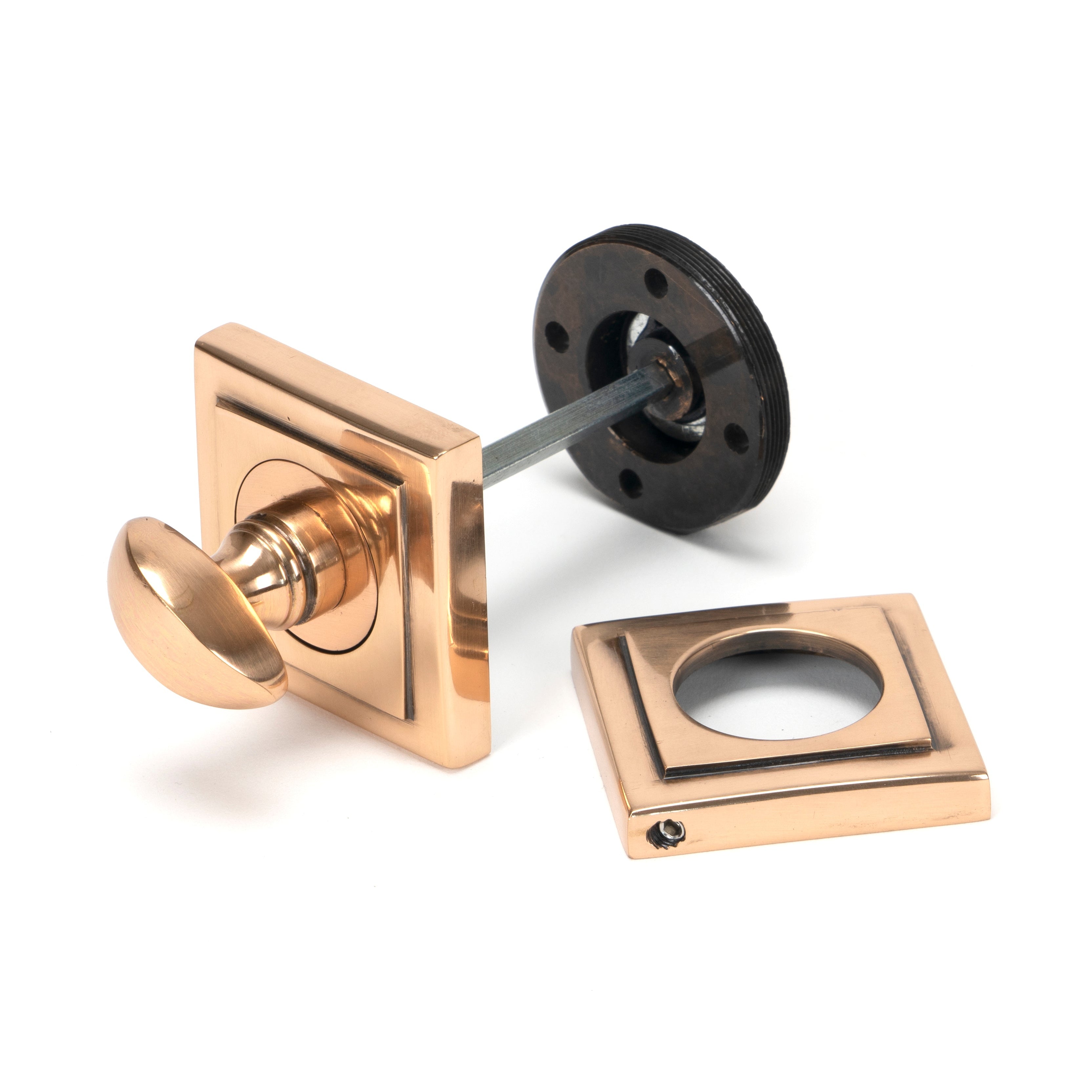 Polished Bronze Round Thumbturn Set (Square) | From The Anvil-Thumbturns-Yester Home