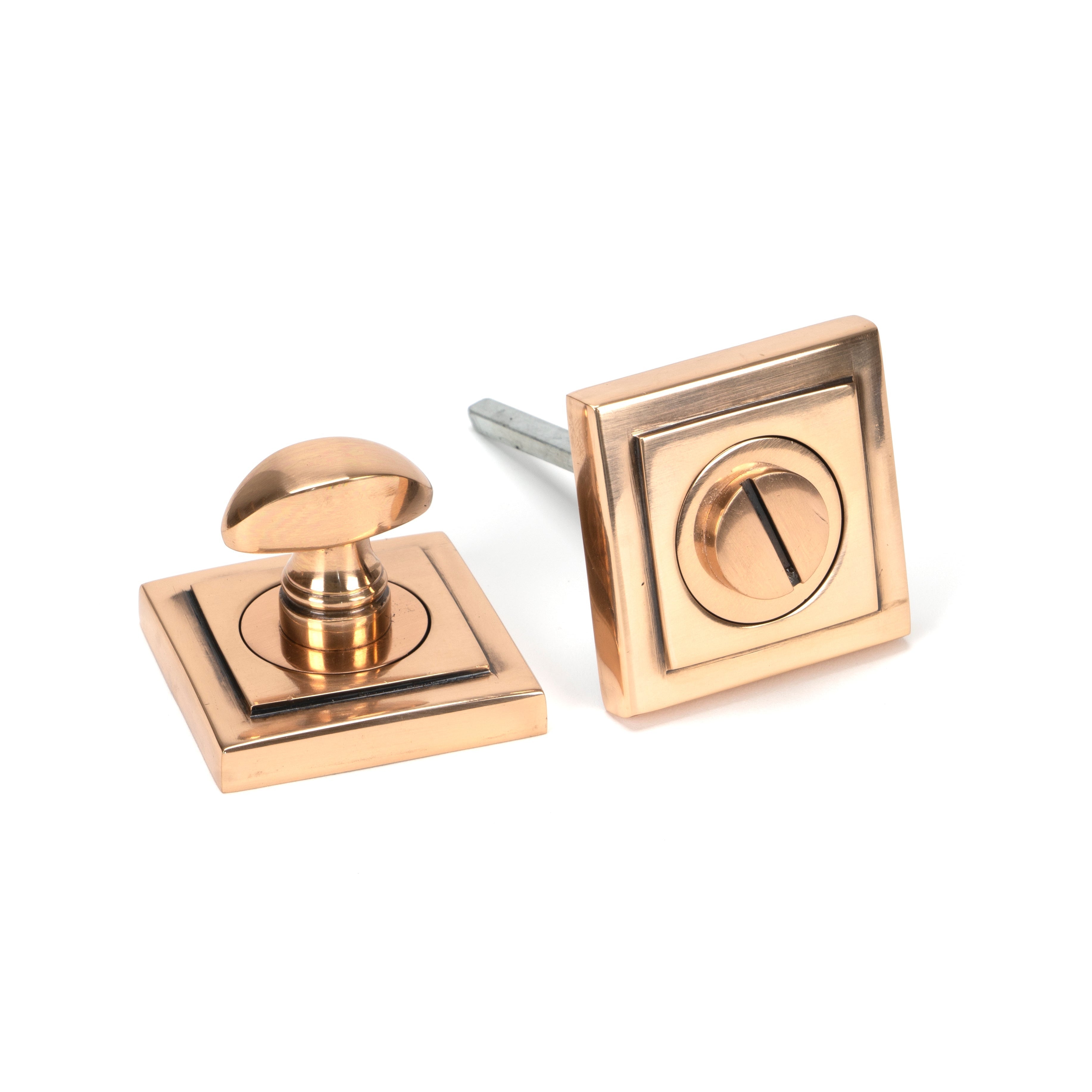 Polished Bronze Round Thumbturn Set (Square) | From The Anvil-Thumbturns-Yester Home