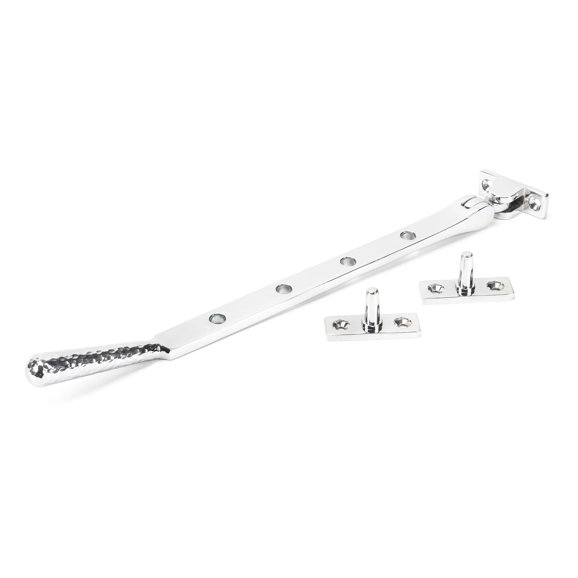 Polished Chrome 10" Hammered Newbury Stay | From The Anvil - Stays - From The Anvil - Yester Home