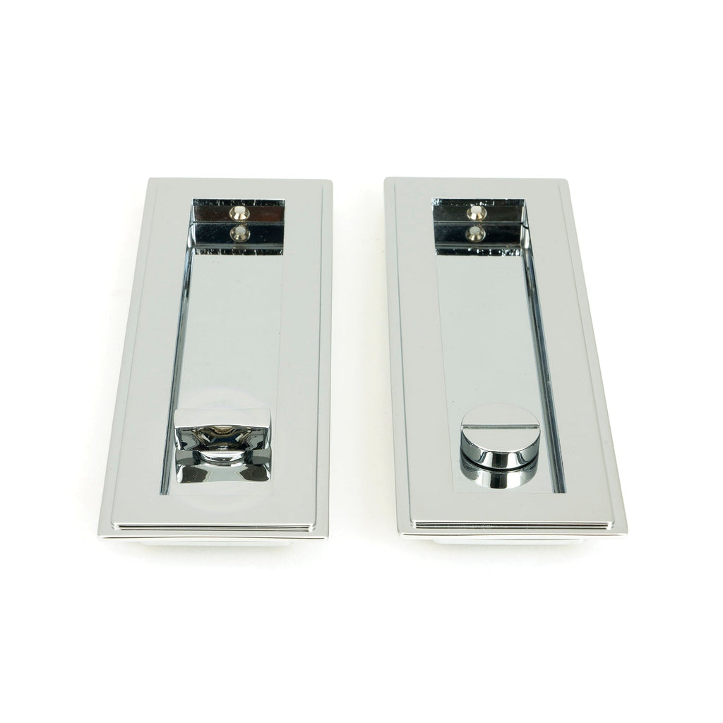 Polished Chrome 175mm Art Deco Rectangular Pull -Privacy Set | From The Anvil-Cabinet Pulls-Yester Home