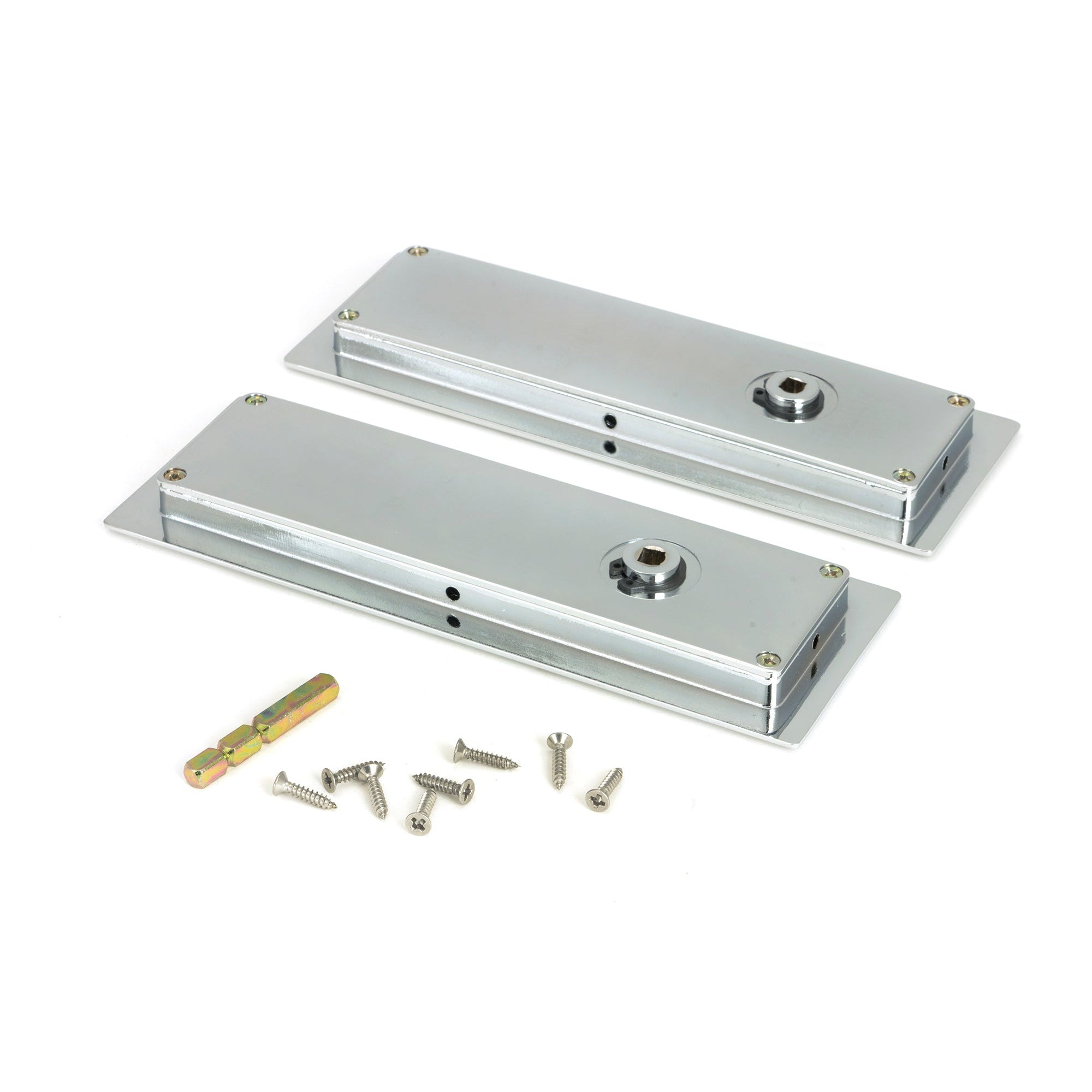 Polished Chrome 175mm Art Deco Rectangular Pull -Privacy Set | From The Anvil-Cabinet Pulls-Yester Home