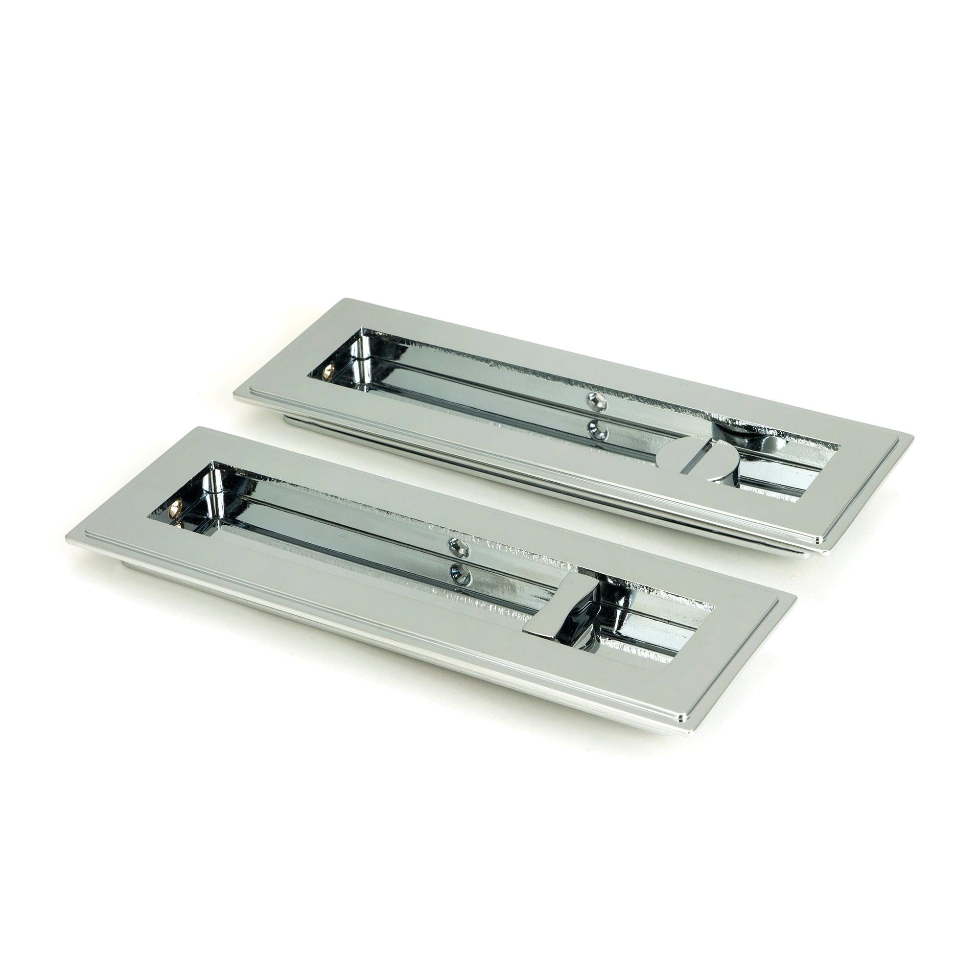 Polished Chrome 175mm Art Deco Rectangular Pull -Privacy Set | From The Anvil - Cabinet Pulls - From The Anvil - Yester Home