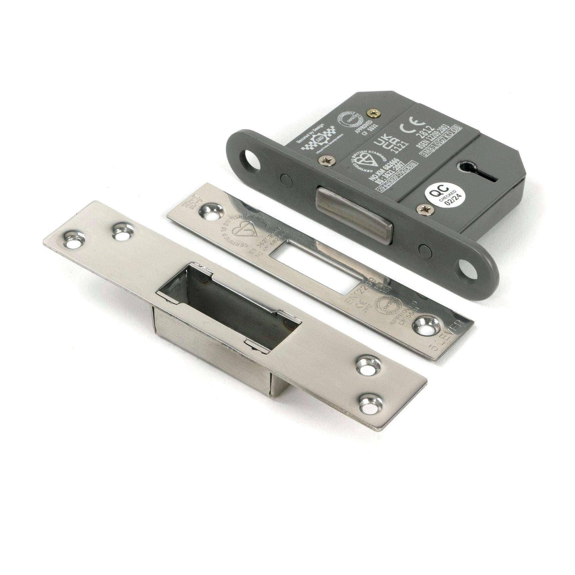 Polished Chrome 2½" 5 Lever BS Dead Lock KA - Deadlocks & Deadbolts - From The Anvil - Yester Home