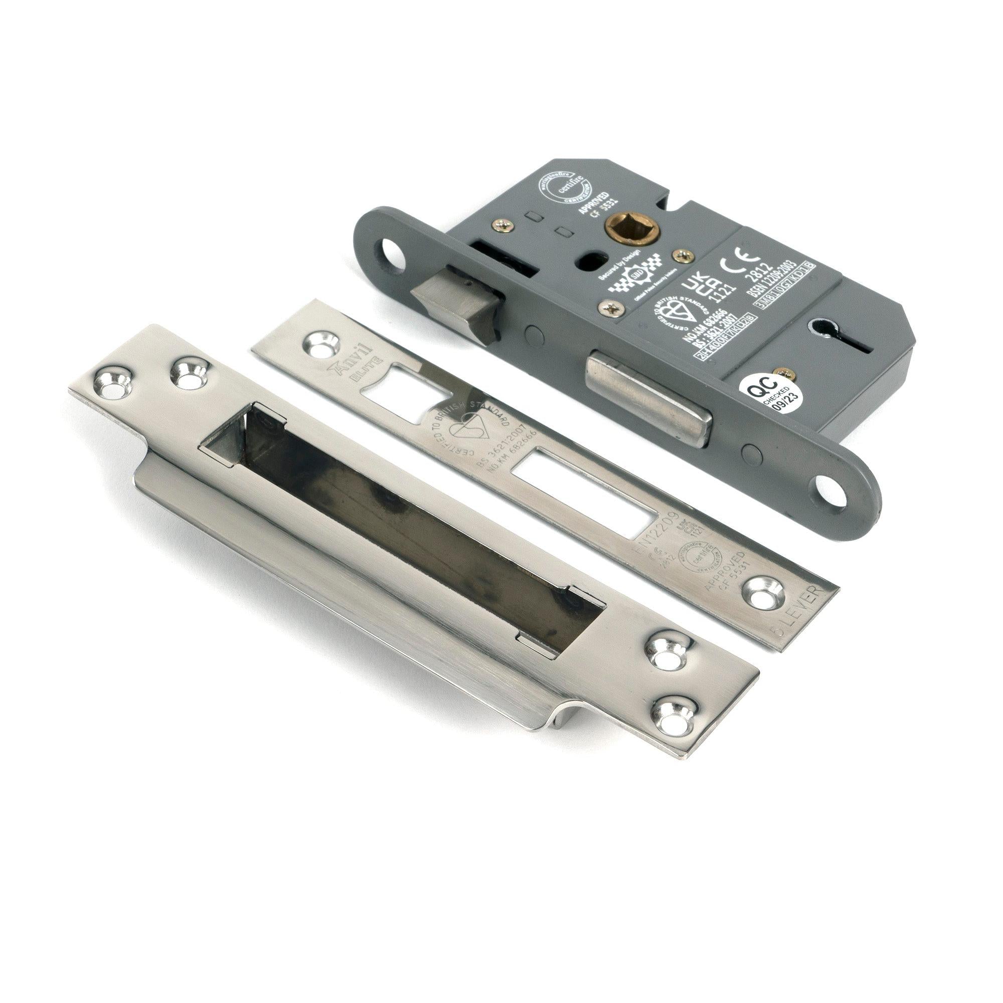 Polished Chrome 2½" 5 Lever BS Sash Lock - Sash Locks - From The Anvil - Yester Home