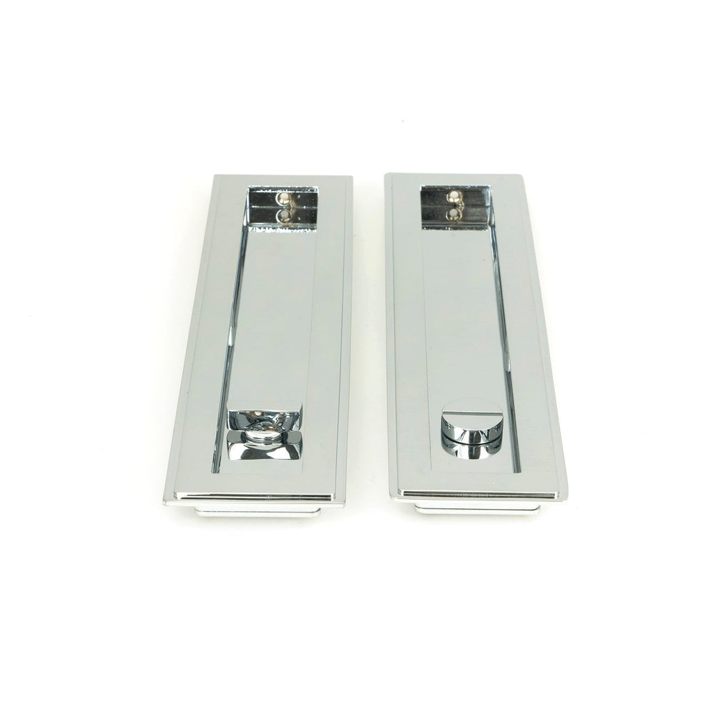 Polished Chrome 250mm Art Deco Rectangular Pull -Privacy Set | From The Anvil-Cabinet Pulls-Yester Home