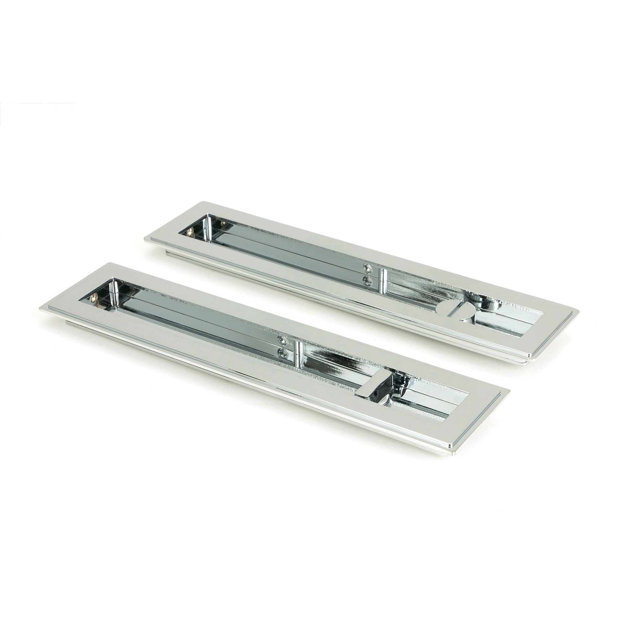 Polished Chrome 250mm Art Deco Rectangular Pull -Privacy Set | From The Anvil-Cabinet Pulls-Yester Home