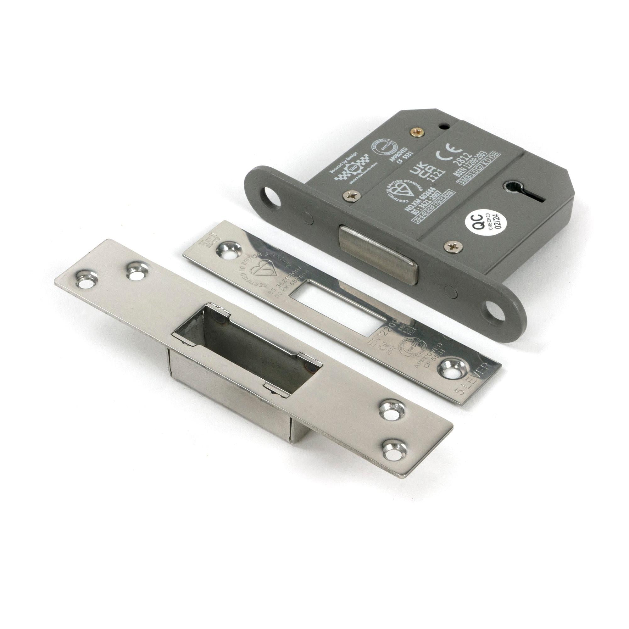 Polished Chrome 3" 5 Lever BS Dead Lock - Deadlocks & Deadbolts - From The Anvil - Yester Home