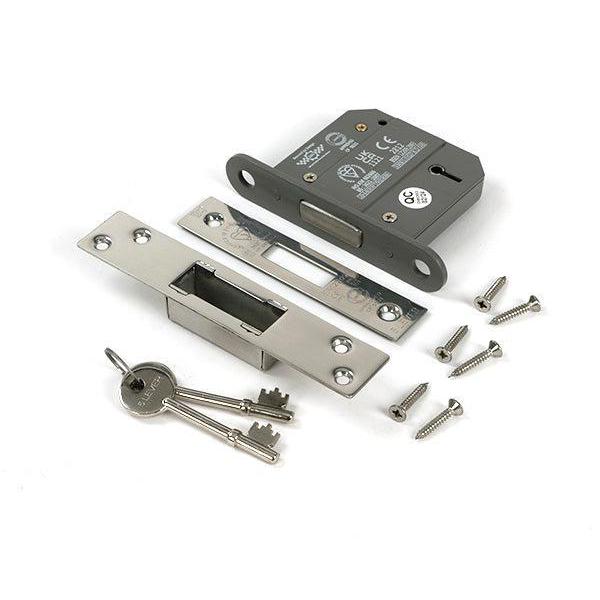 Polished Chrome 3" 5 Lever BS Dead Lock KA - Deadlocks & Deadbolts - From The Anvil - Yester Home