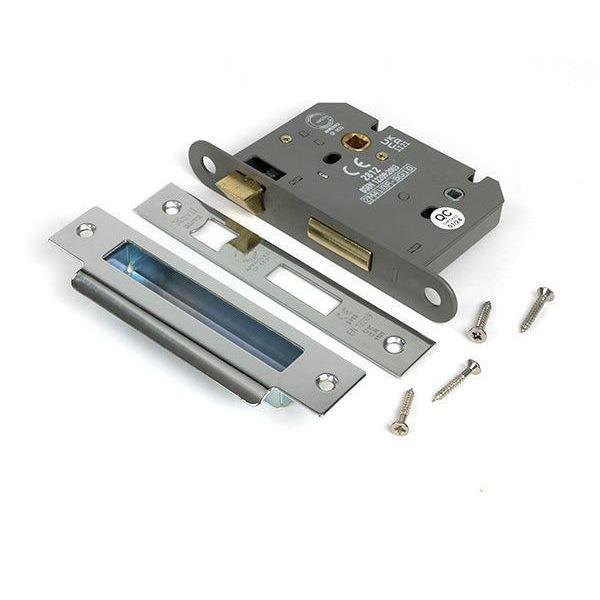 Polished Chrome 3" Heavy Duty Bathroom Mortice Lock - Bathroom Locks - From The Anvil - Yester Home
