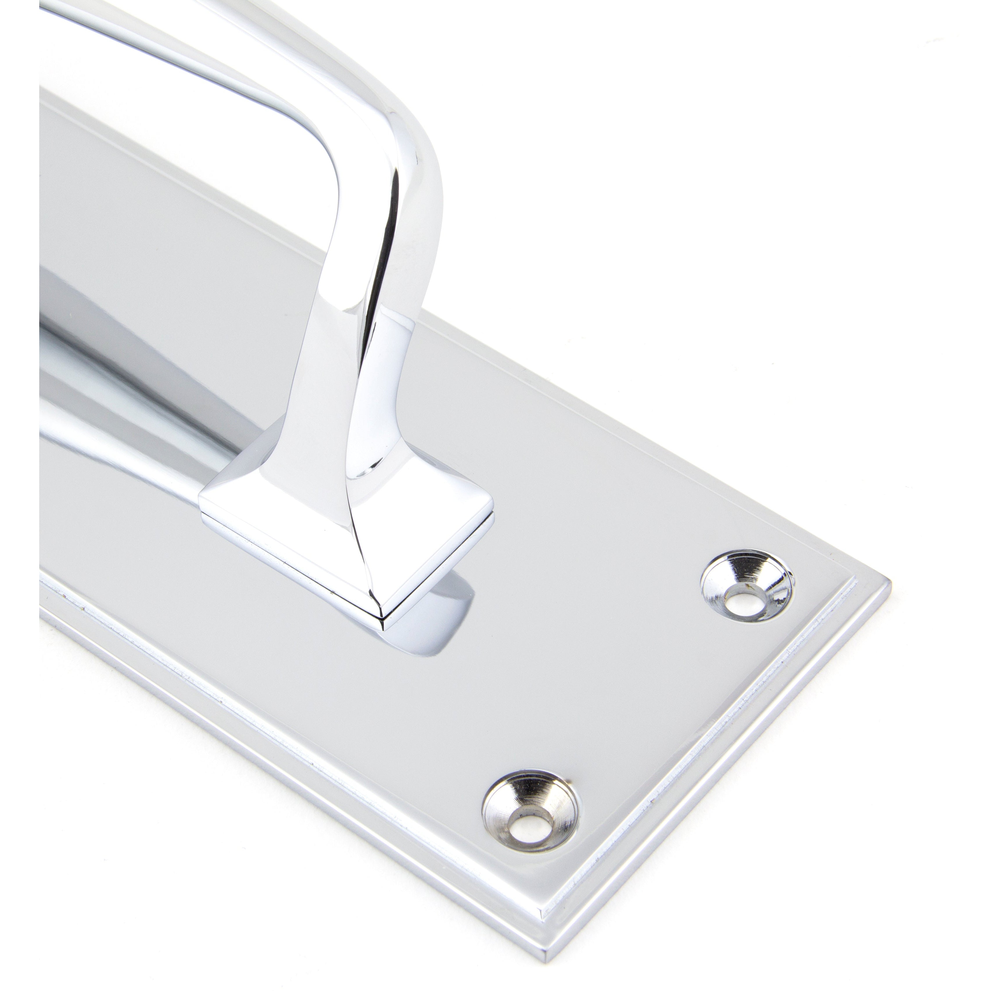 Polished Chrome 300mm Art Deco Pull Handle on Backplate | From The Anvil-On Backplate-Yester Home