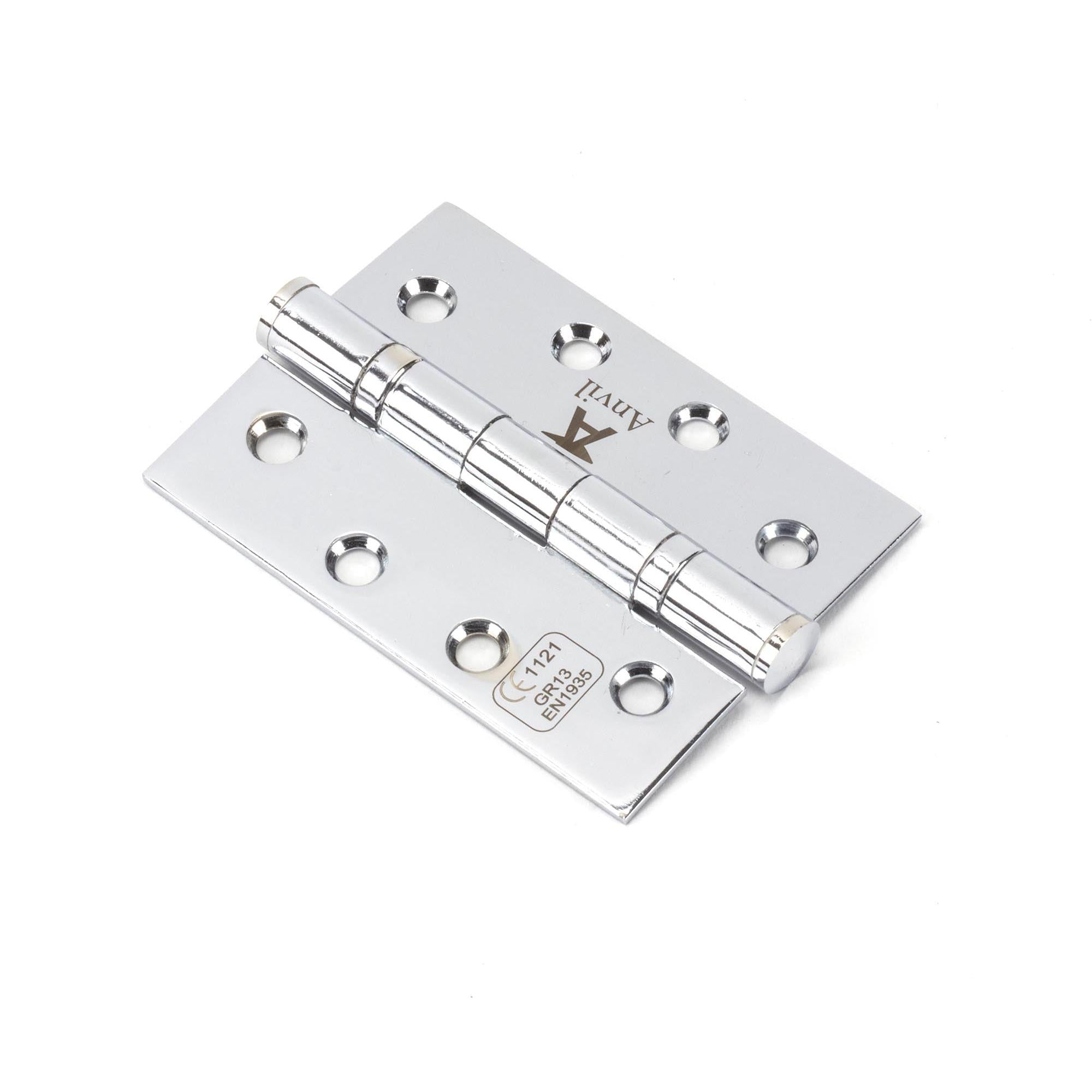 Polished Chrome 4" Ball Bearing Butt Hinge (pair) ss | From The Anvil - Butt Hinges - From The Anvil - Yester Home