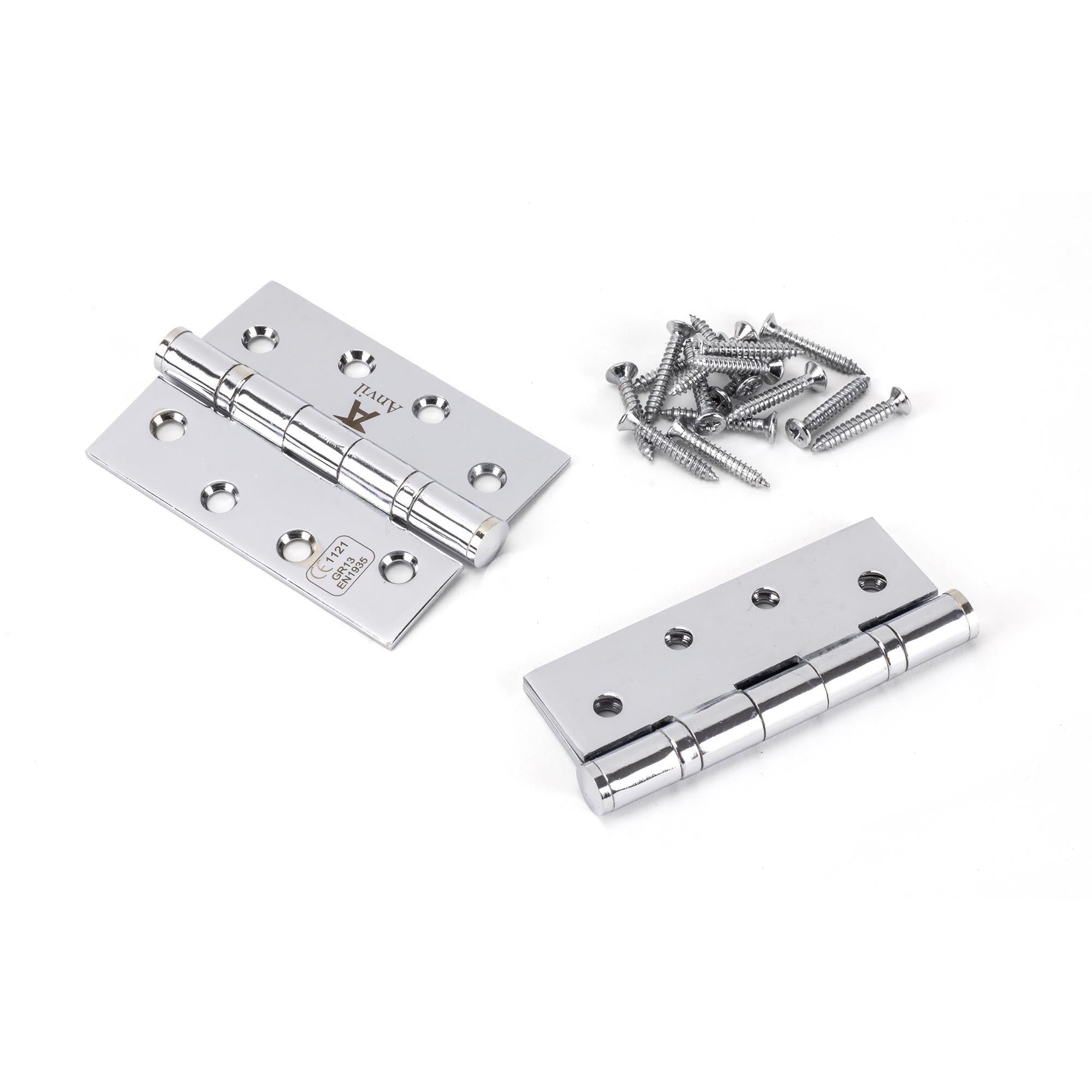 Polished Chrome 4" Ball Bearing Butt Hinge (pair) ss | From The Anvil - Butt Hinges - From The Anvil - Yester Home
