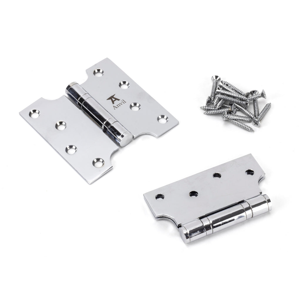Polished Chrome 4" x 2" x 4" Parliament Hinge (pair) ss | From The Anvil