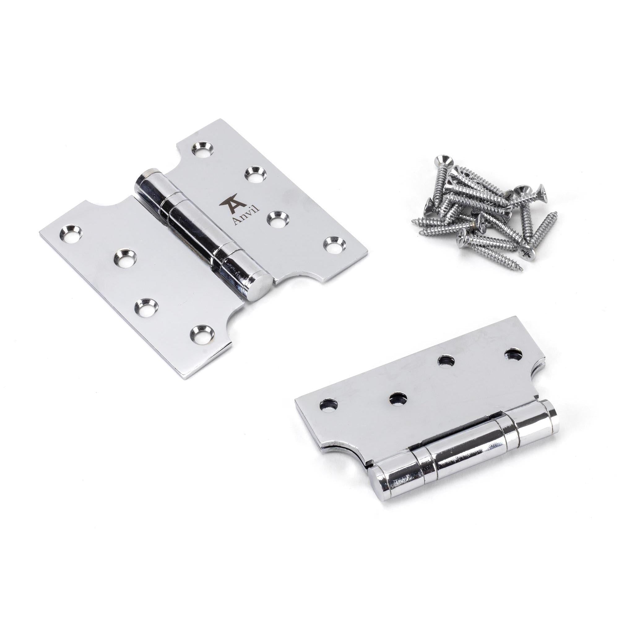 Polished Chrome 4" x 2" x 4"  Parliament Hinge (pair) ss | From The Anvil - Parliament Hinges - From The Anvil - Yester Home
