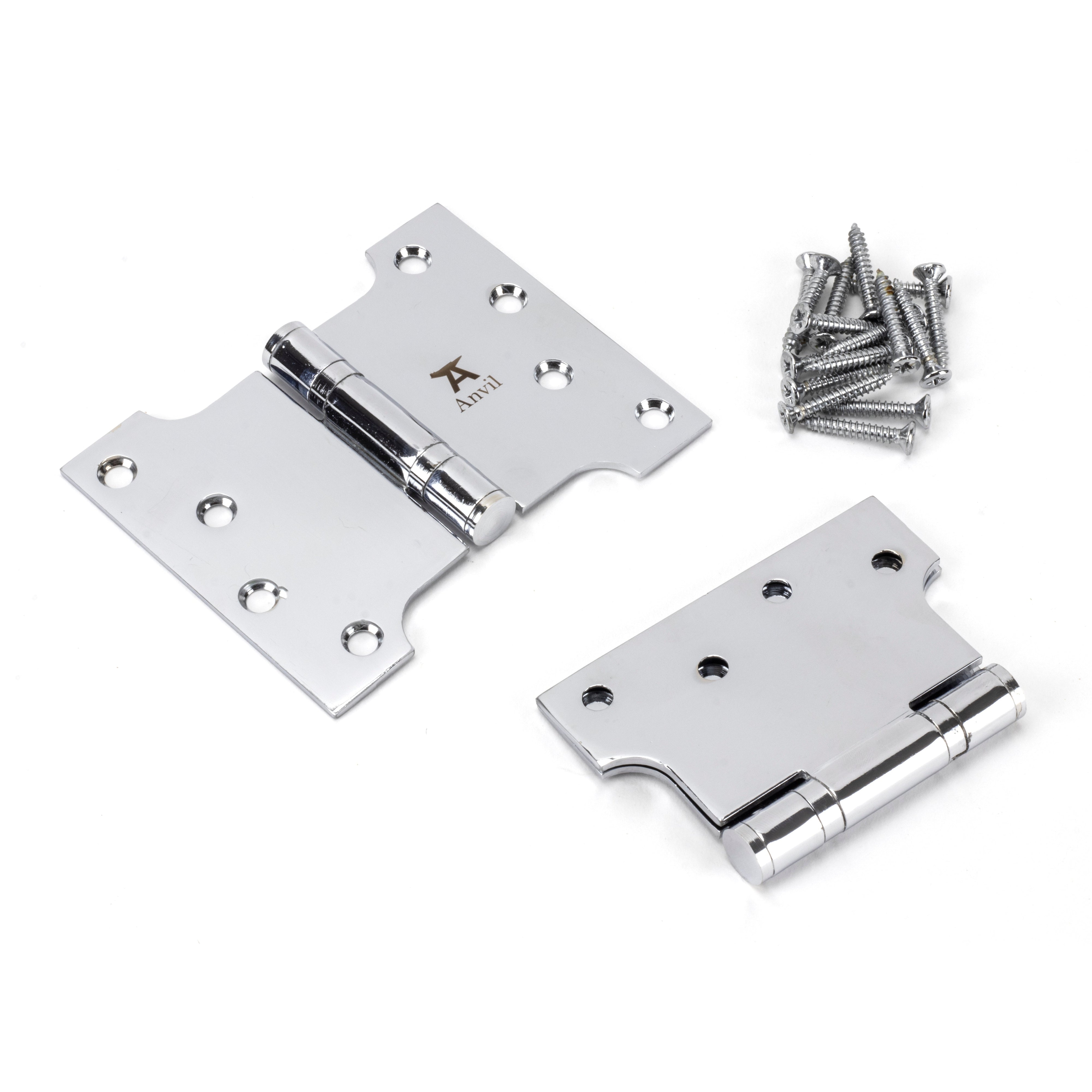 Polished Chrome 4" x 3" x 5" Parliament Hinge (pair) ss | From The Anvil-Parliament Hinges-Yester Home