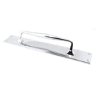 Polished Chrome 425mm Art Deco Pull Handle on Backplate | From The Anvil - On Backplate - From The Anvil - Yester Home