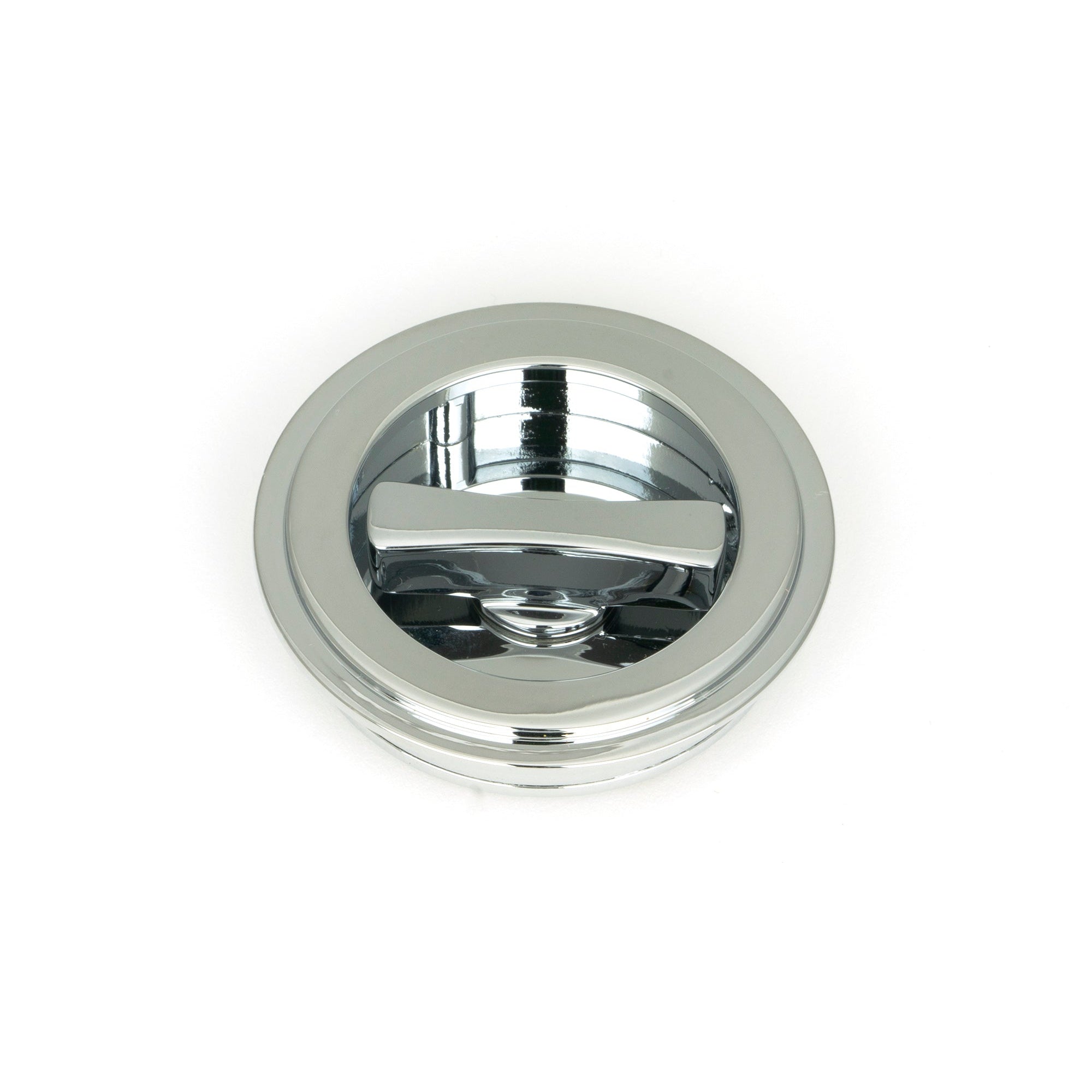 Polished Chrome 60mm Art Deco Round Pull - Privacy Set | From The Anvil-Cabinet Pulls-Yester Home