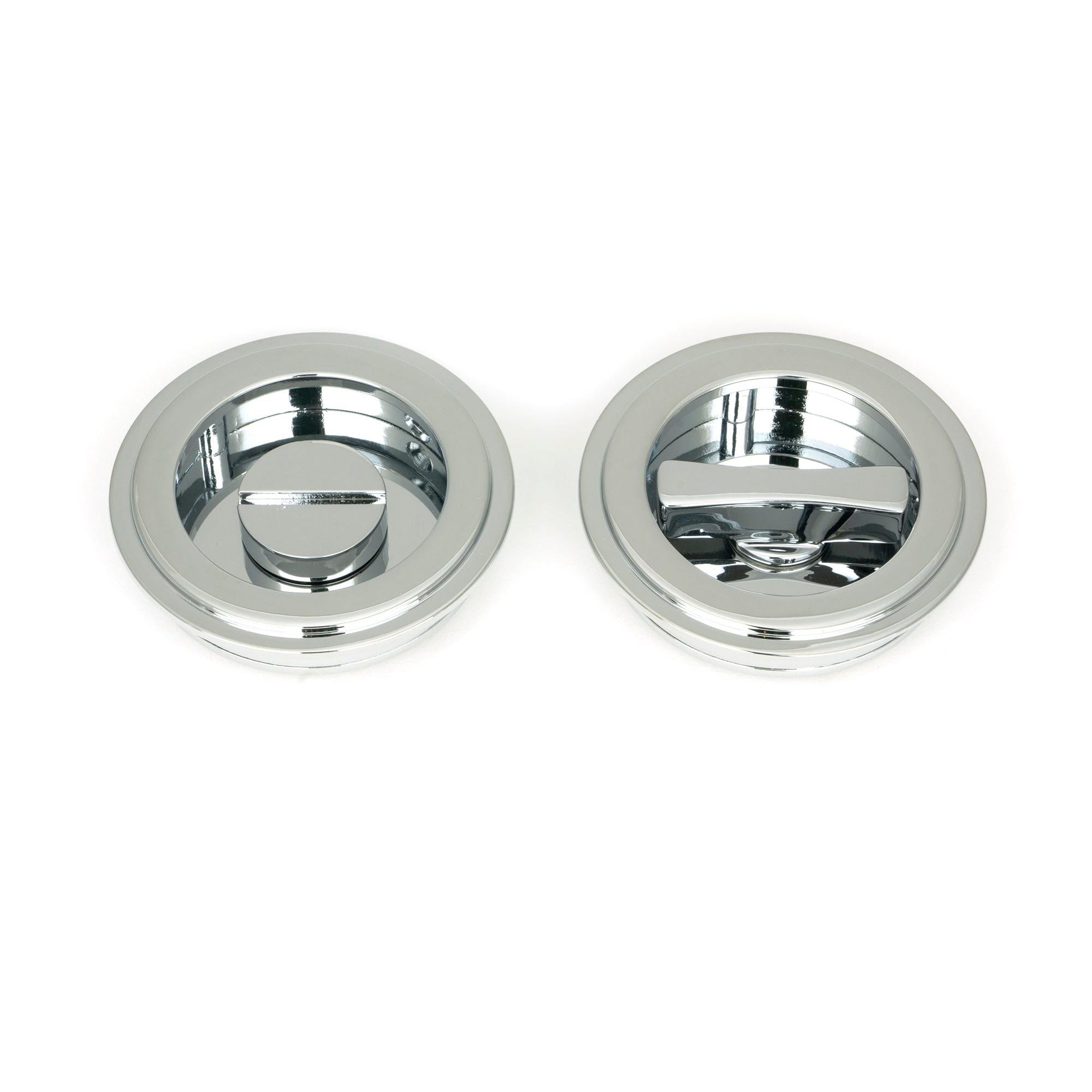 Polished Chrome 60mm Art Deco Round Pull - Privacy Set | From The Anvil - Cabinet Pulls - From The Anvil - Yester Home