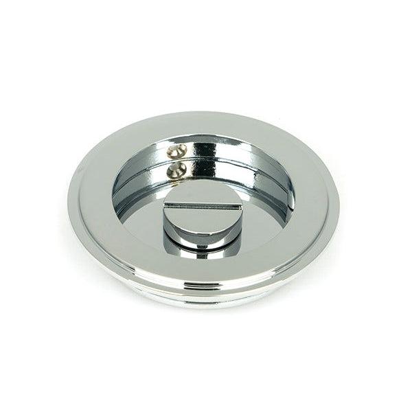 Polished Chrome 75mm Art Deco Round Pull - Privacy Set | From The Anvil-Cabinet Pulls-Yester Home