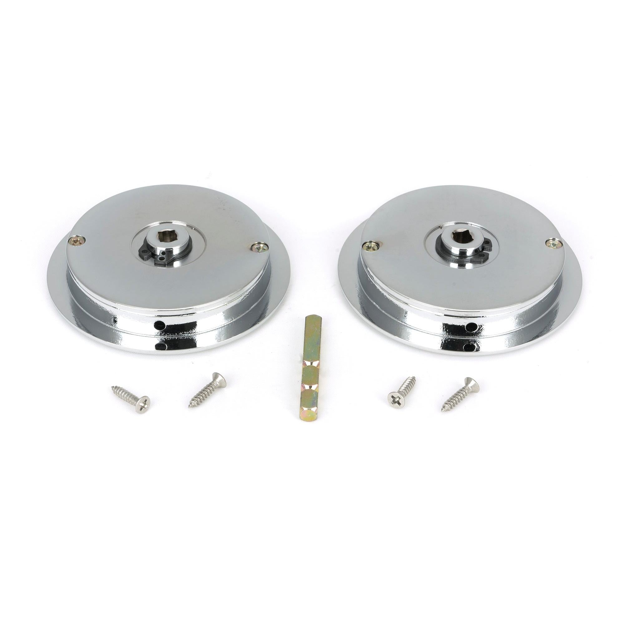 Polished Chrome 75mm Art Deco Round Pull - Privacy Set | From The Anvil - Cabinet Pulls - From The Anvil - Yester Home