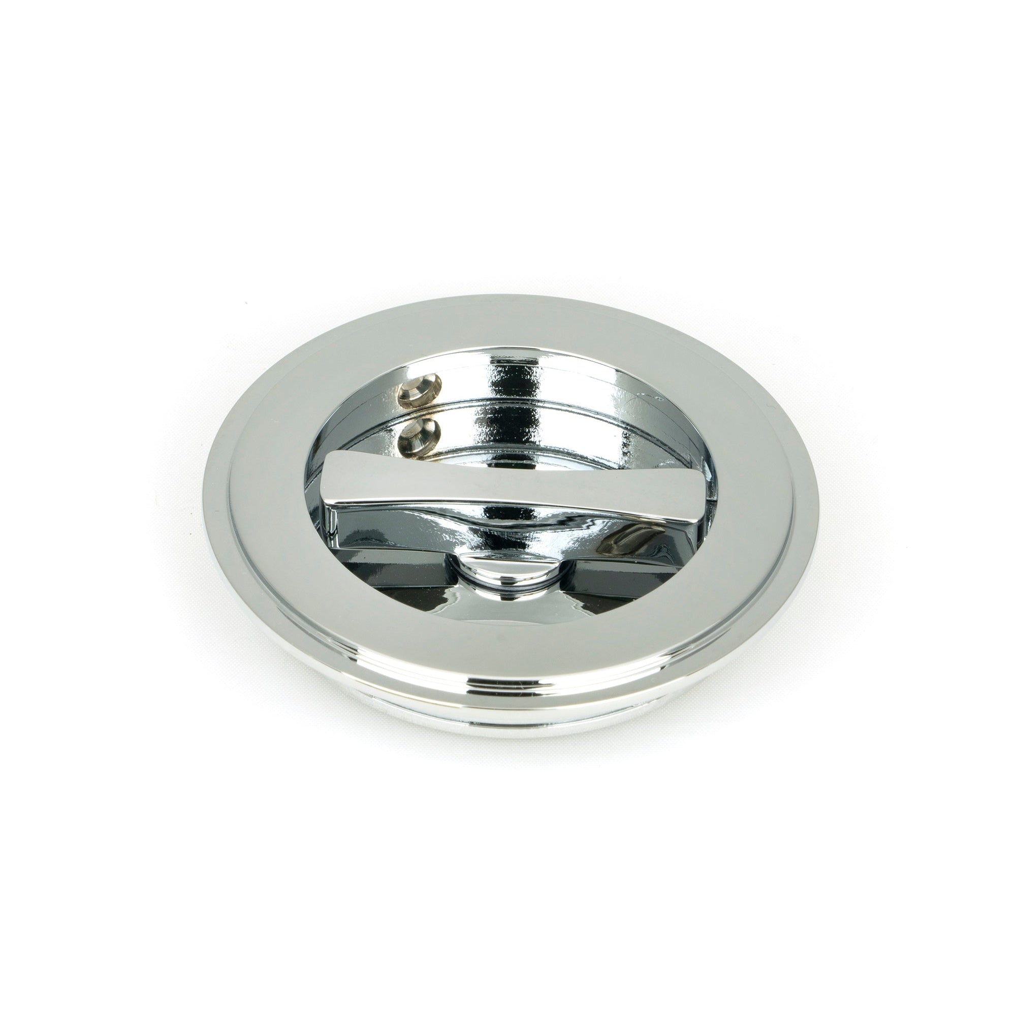 Polished Chrome 75mm Art Deco Round Pull - Privacy Set | From The Anvil-Cabinet Pulls-Yester Home