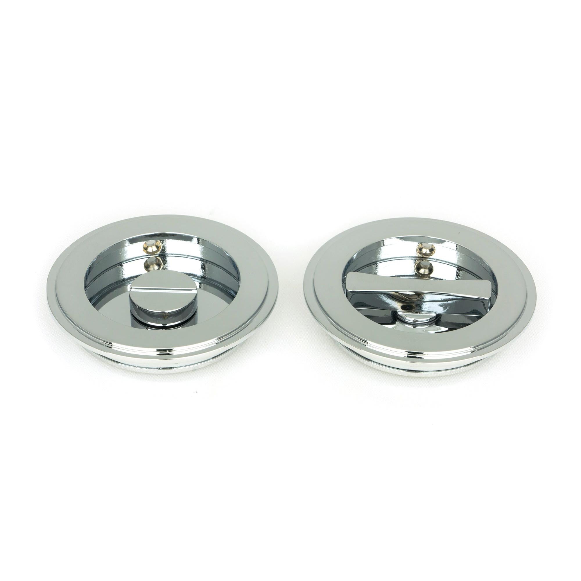 Polished Chrome 75mm Art Deco Round Pull - Privacy Set | From The Anvil - Cabinet Pulls - From The Anvil - Yester Home