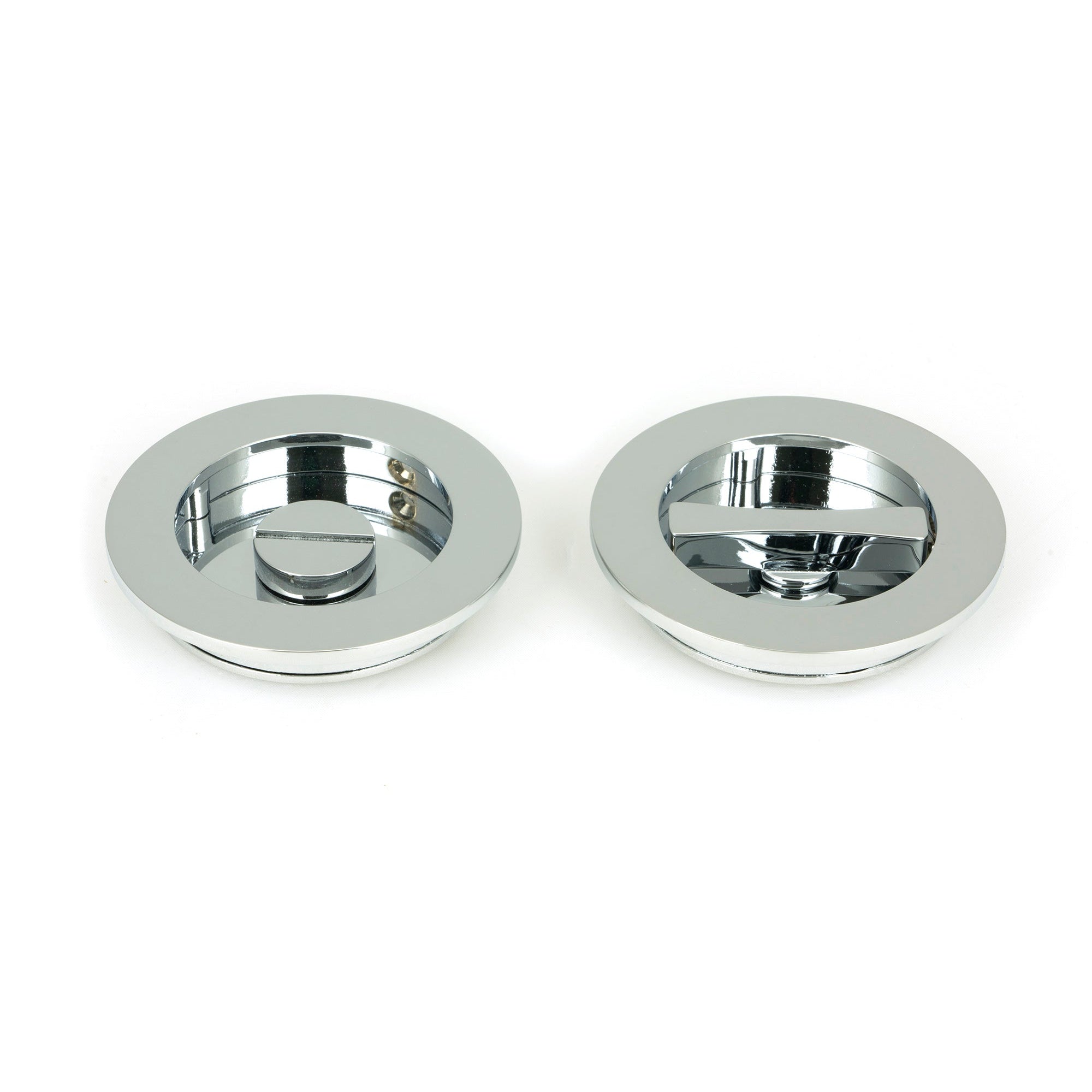 Polished Chrome 75mm Plain Round Pull - Privacy Set | From The Anvil-Cabinet Pulls-Yester Home