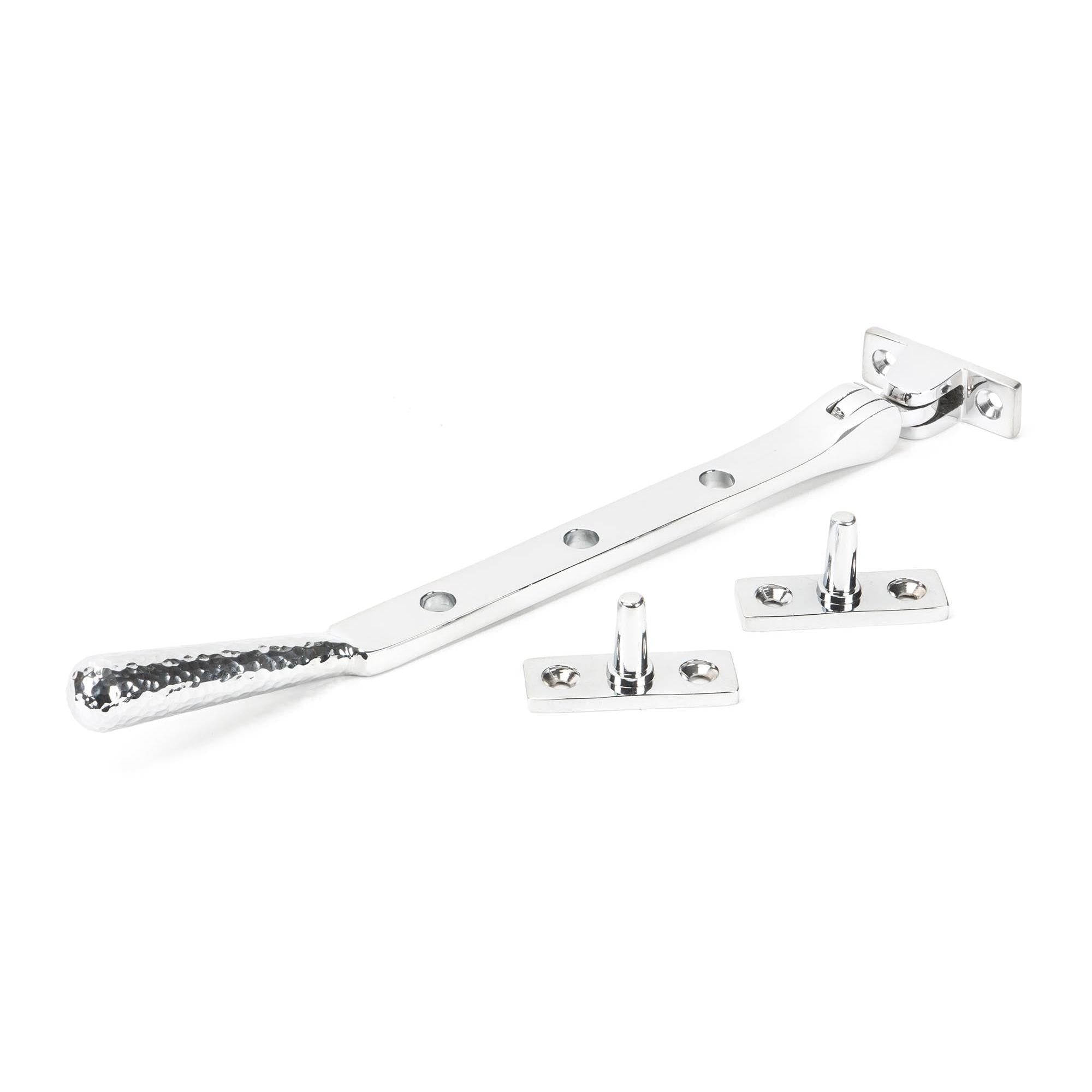 Polished Chrome 8" Hammered Newbury Stay | From The Anvil - Stays - From The Anvil - Yester Home
