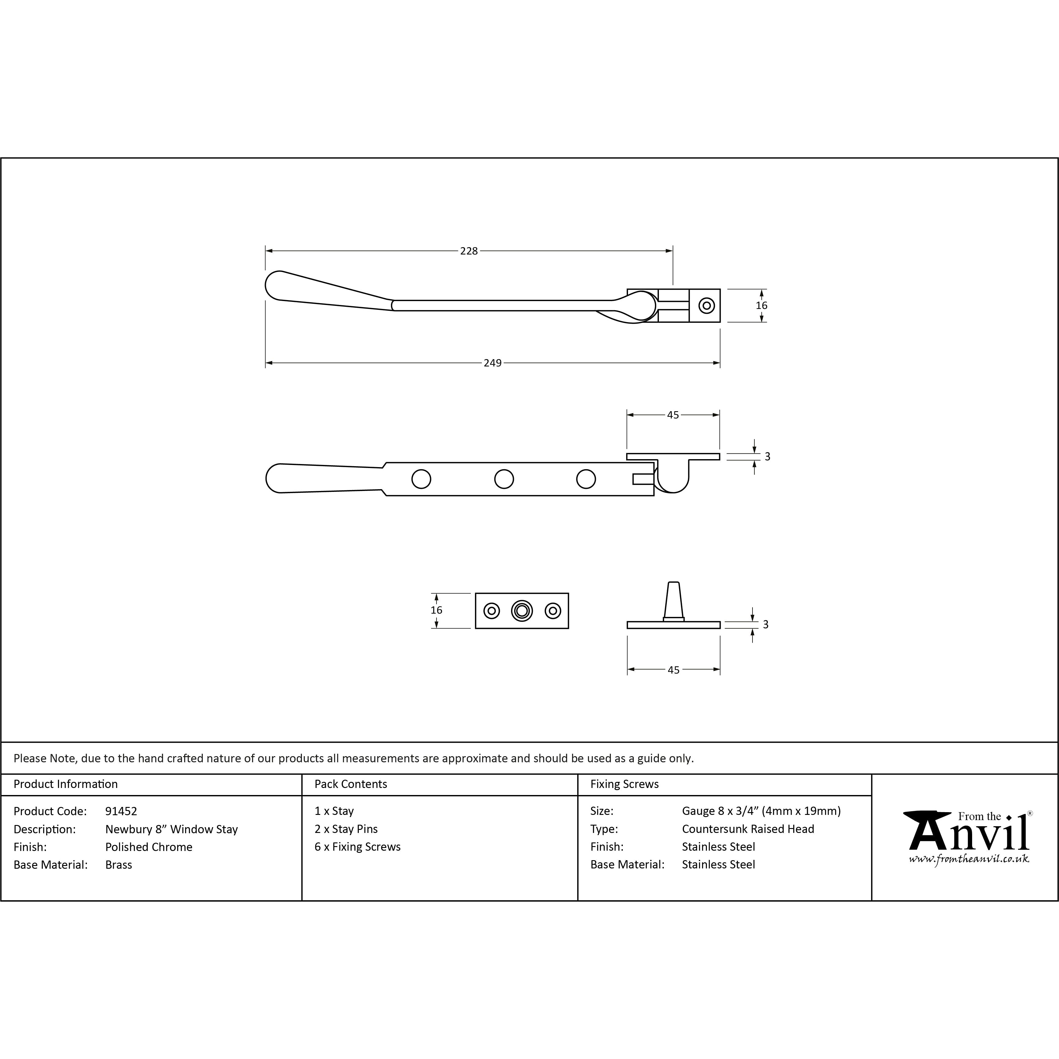 Polished Chrome 8" Newbury Stay | From The Anvil-Stays-Yester Home