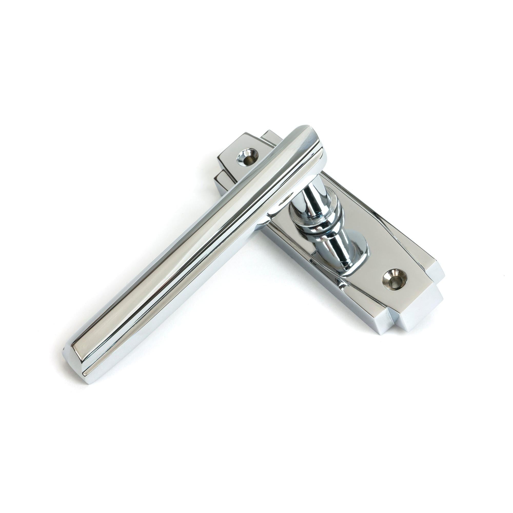 Polished Chrome Art Deco Lever on Rose Set | From The Anvil - Lever on Rose - From The Anvil - Yester Home