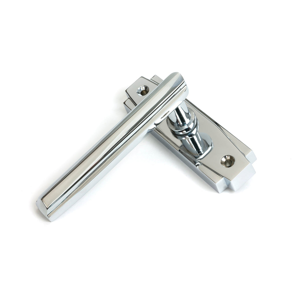 Polished Chrome Art Deco Lever on Rose Set | From The Anvil-Lever on Rose-Yester Home