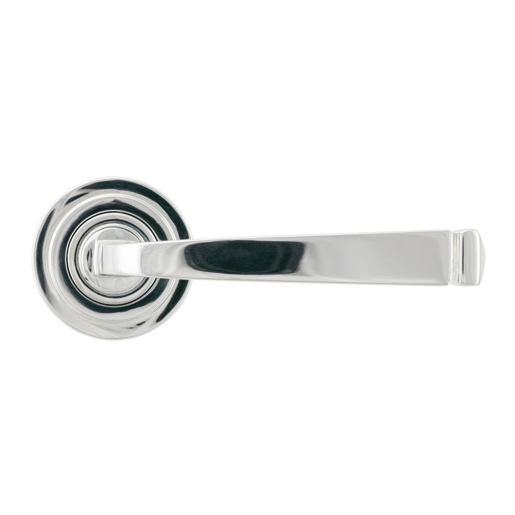 Polished Chrome Avon Round Lever on Rose Set (Art Deco) | From The Anvil-Concealed-Yester Home