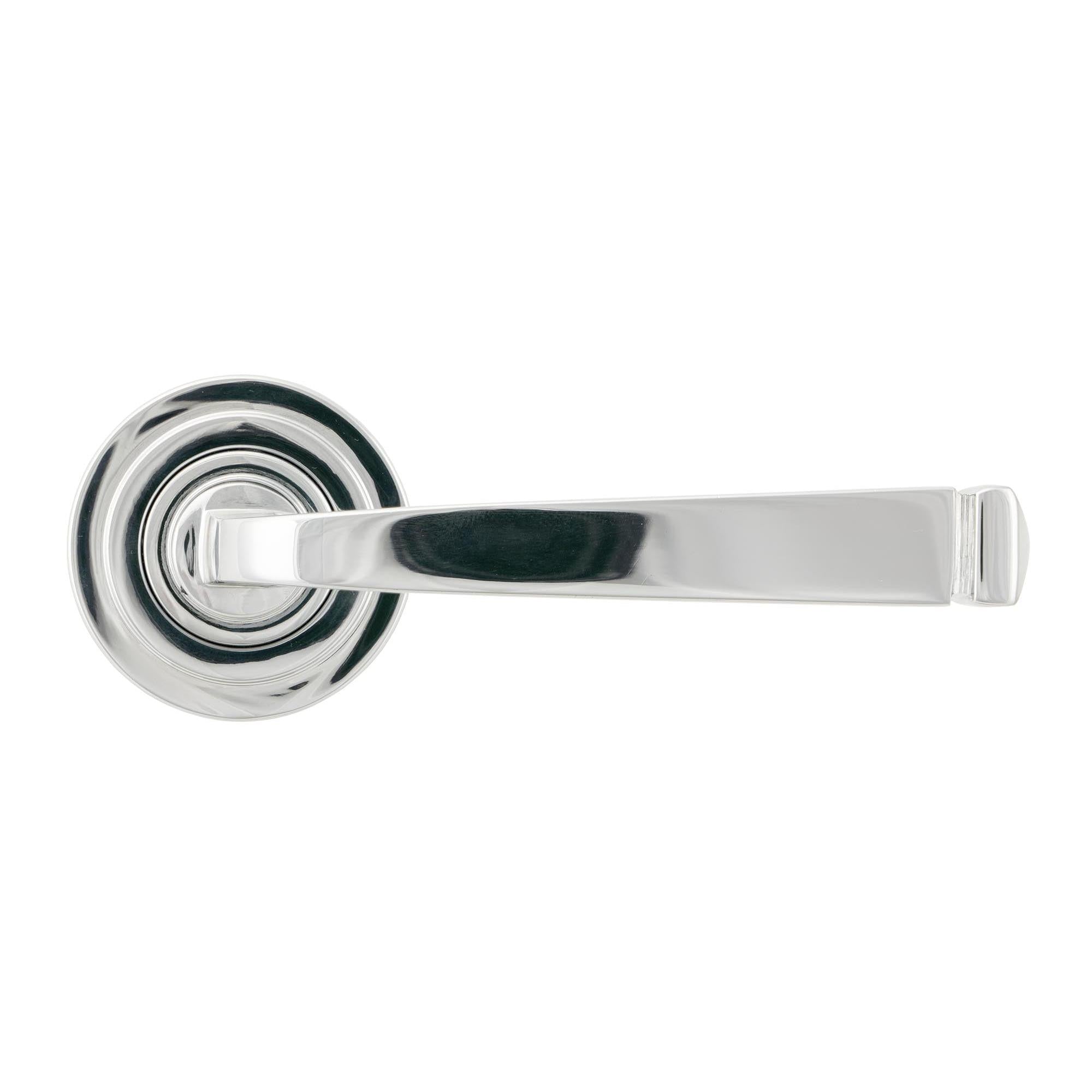 Polished Chrome Avon Round Lever on Rose Set (Art Deco) - Unsprung | From The Anvil - Concealed - From The Anvil - Yester Home