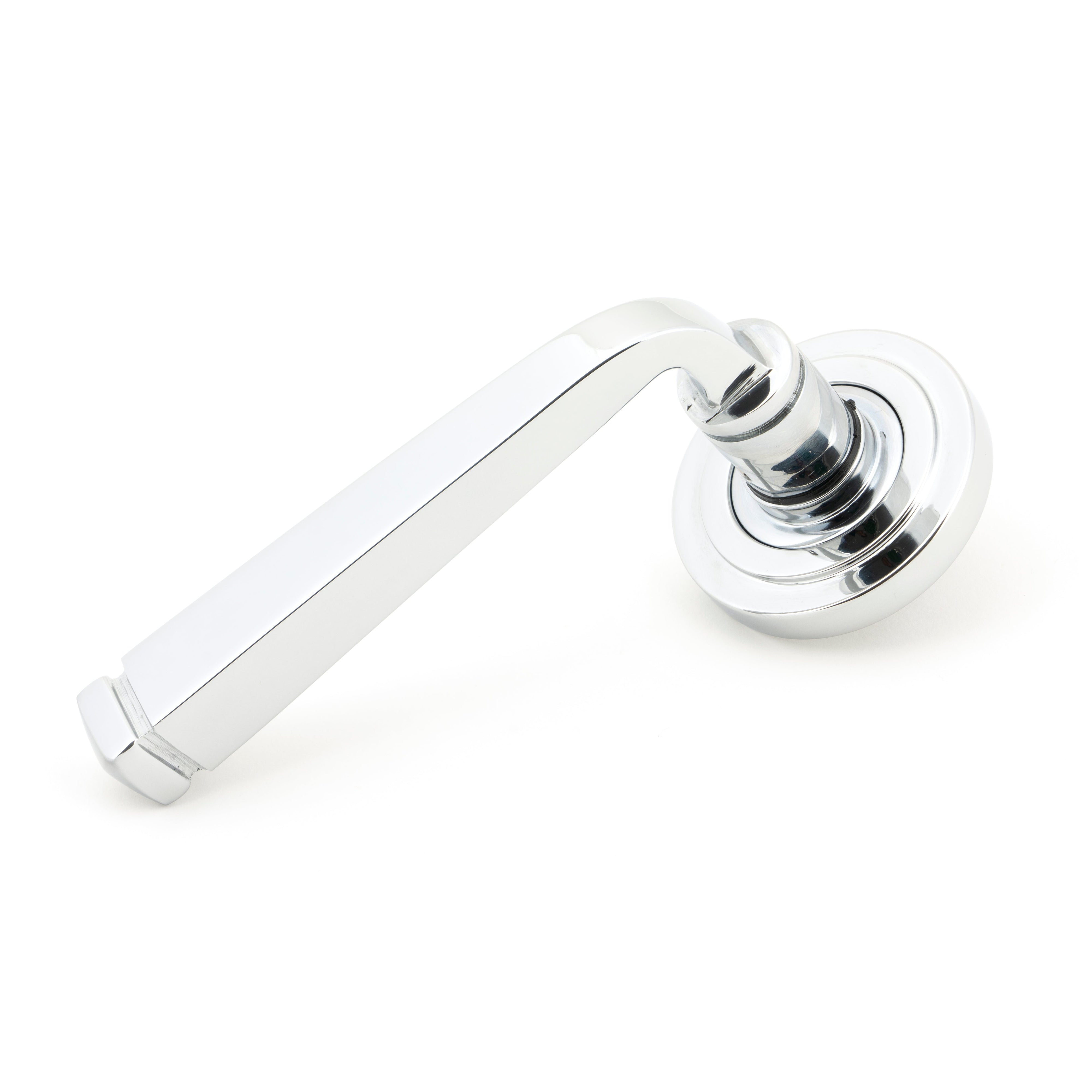 Polished Chrome Avon Round Lever on Rose Set (Art Deco) - Unsprung | From The Anvil-Concealed-Yester Home