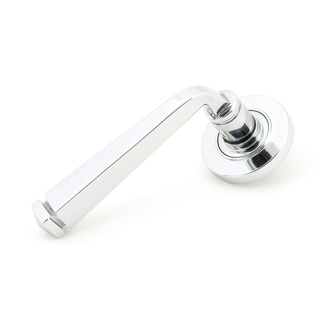 Polished Chrome Avon Round Lever on Rose Set (Plain) | From The Anvil-Concealed-Yester Home