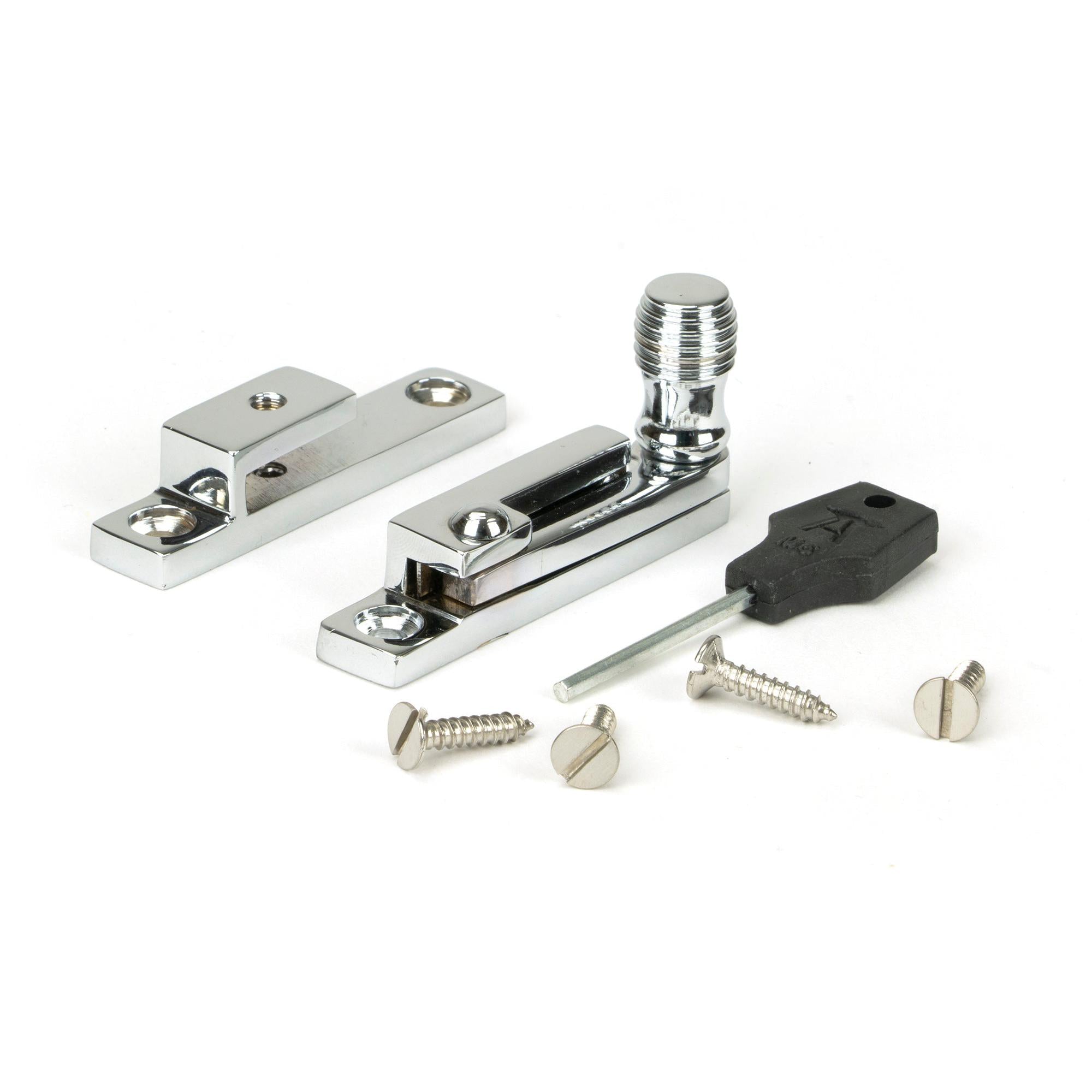 Polished Chrome Beehive Quadrant Fastener - Narrow | From The Anvil - Quadrant Fasteners - From The Anvil - Yester Home