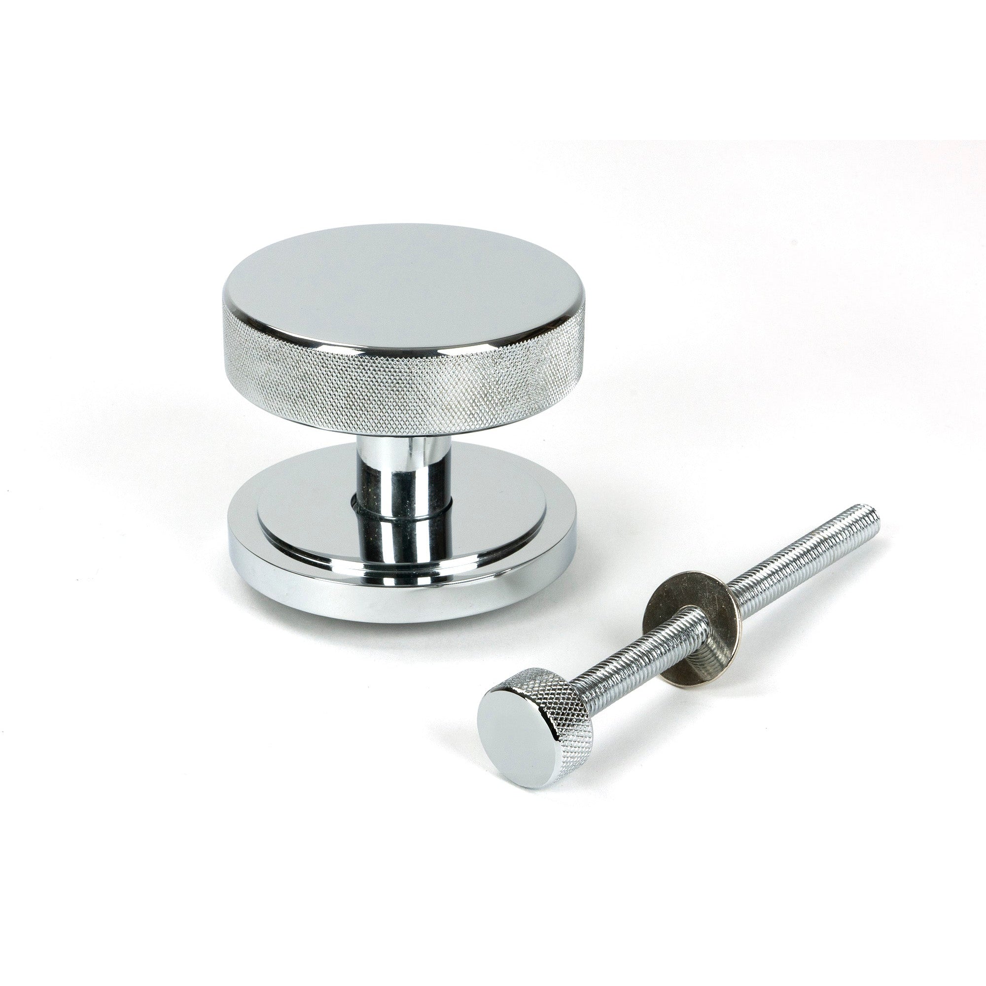 Polished Chrome Brompton Centre Door Knob (Art Deco) | From The Anvil-Centre Door Knobs-Yester Home