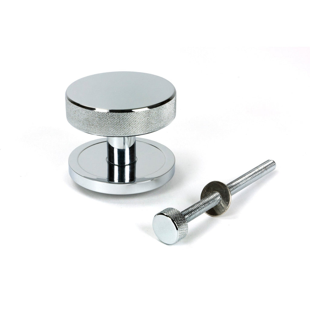 Polished Chrome Brompton Centre Door Knob (Plain) | From The Anvil-Centre Door Knobs-Yester Home