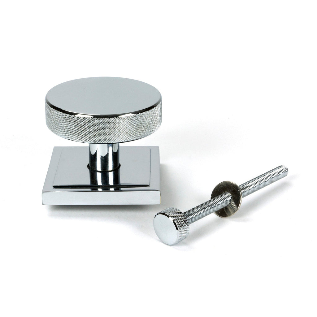 Polished Chrome Brompton Centre Door Knob (Square) | From The Anvil-Centre Door Knobs-Yester Home