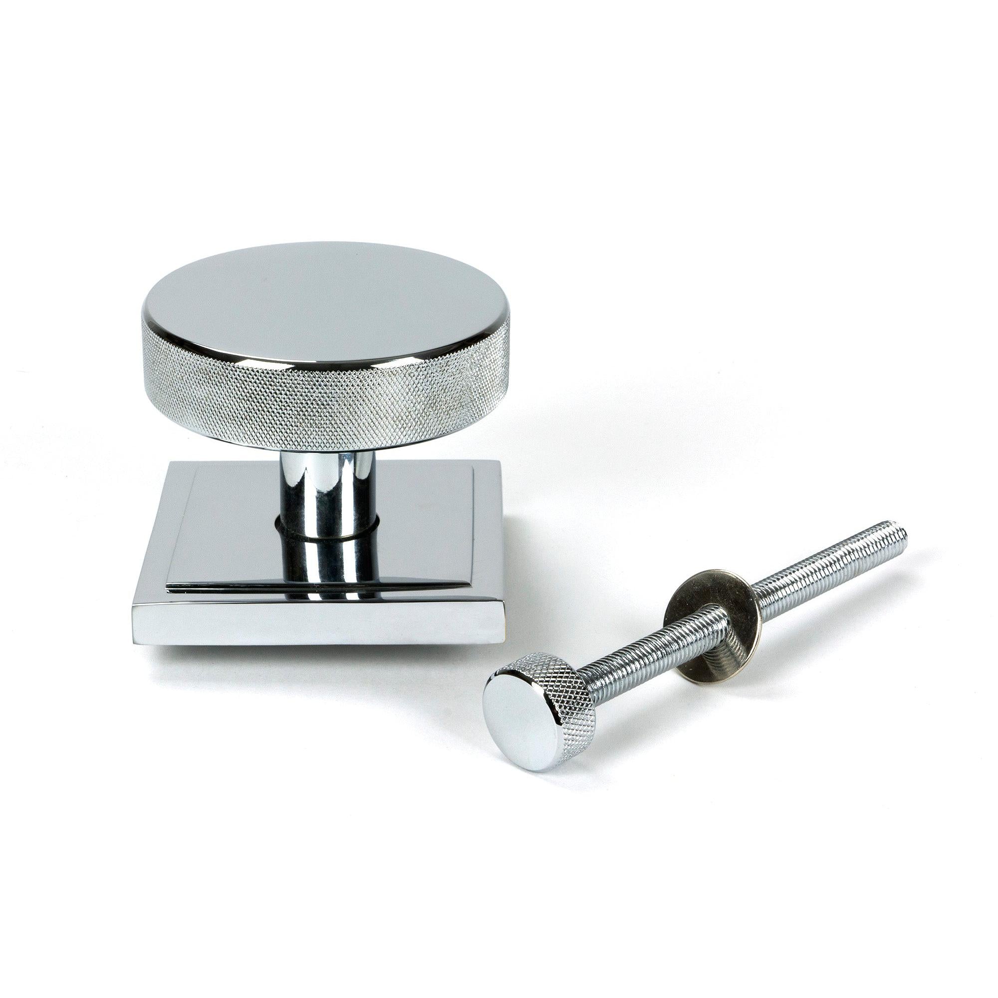Polished Chrome Brompton Centre Door Knob (Square) | From The Anvil - Centre Door Knobs - From The Anvil - Yester Home